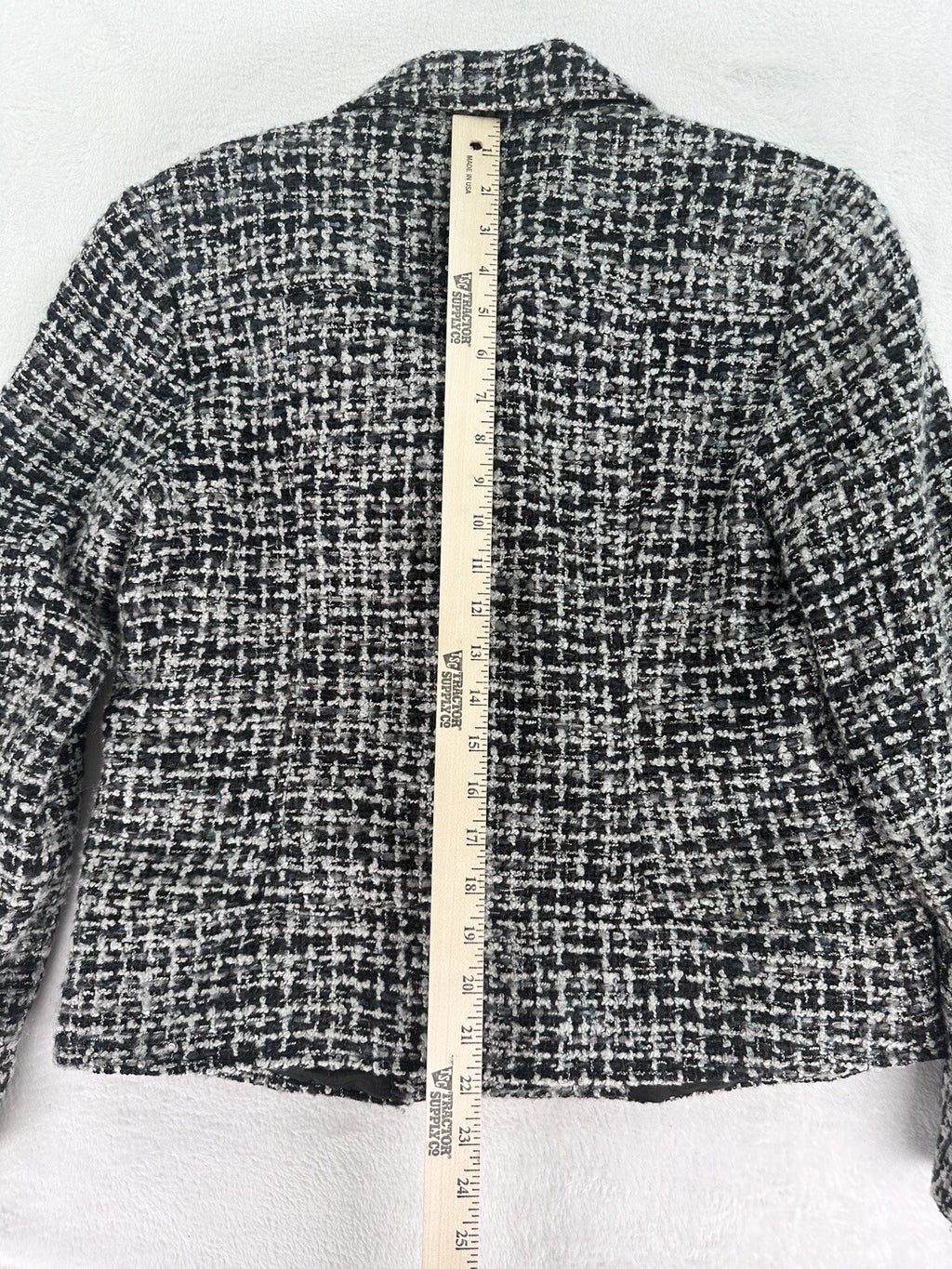 Coldwater Creek Mohair Wool Blend Moto Jacket 8 Black Gray Tweed Blazer Womens