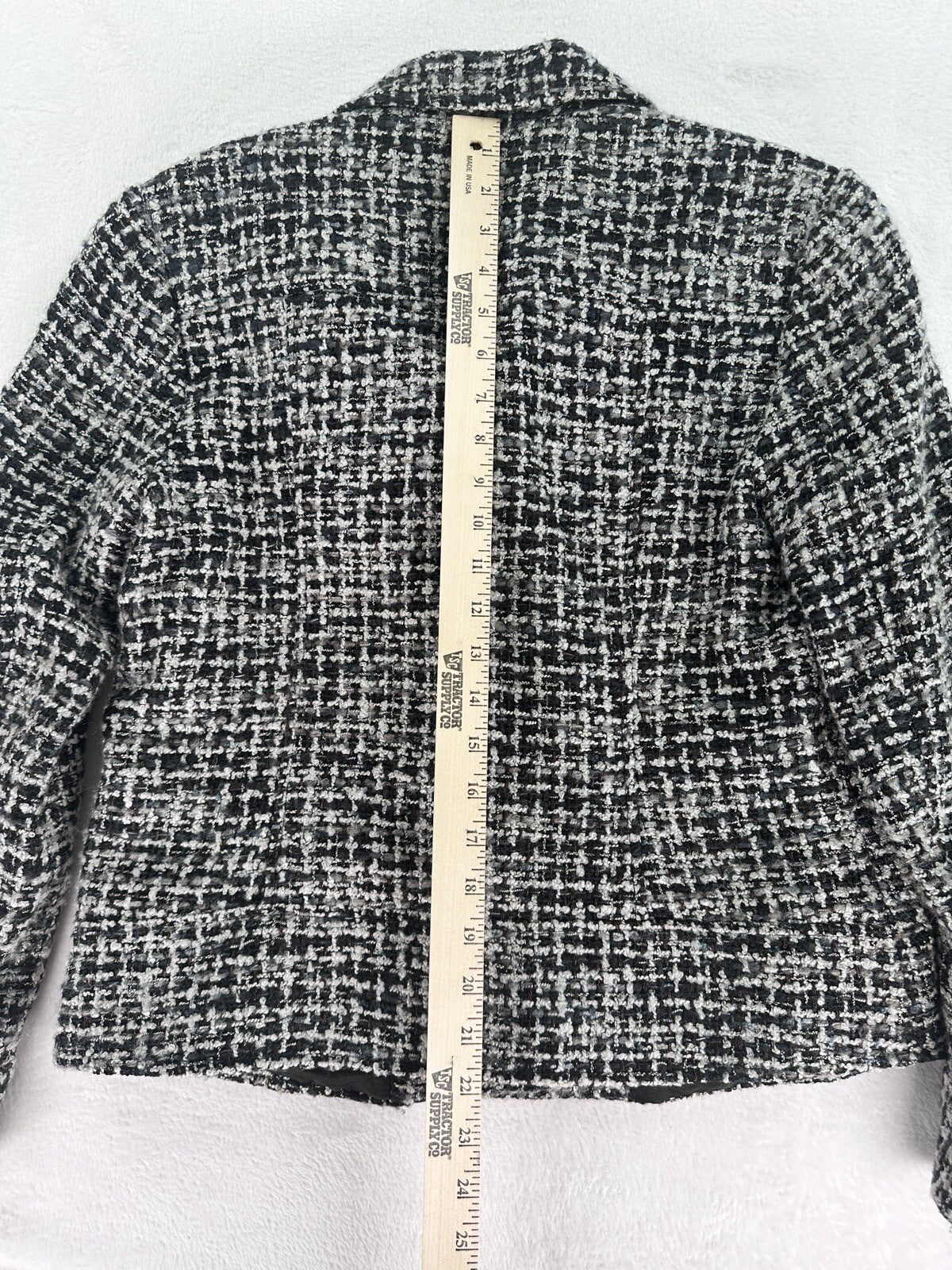 Coldwater Creek Mohair Wool Blend Moto Jacket 8 Black Gray Tweed Blazer Womens
