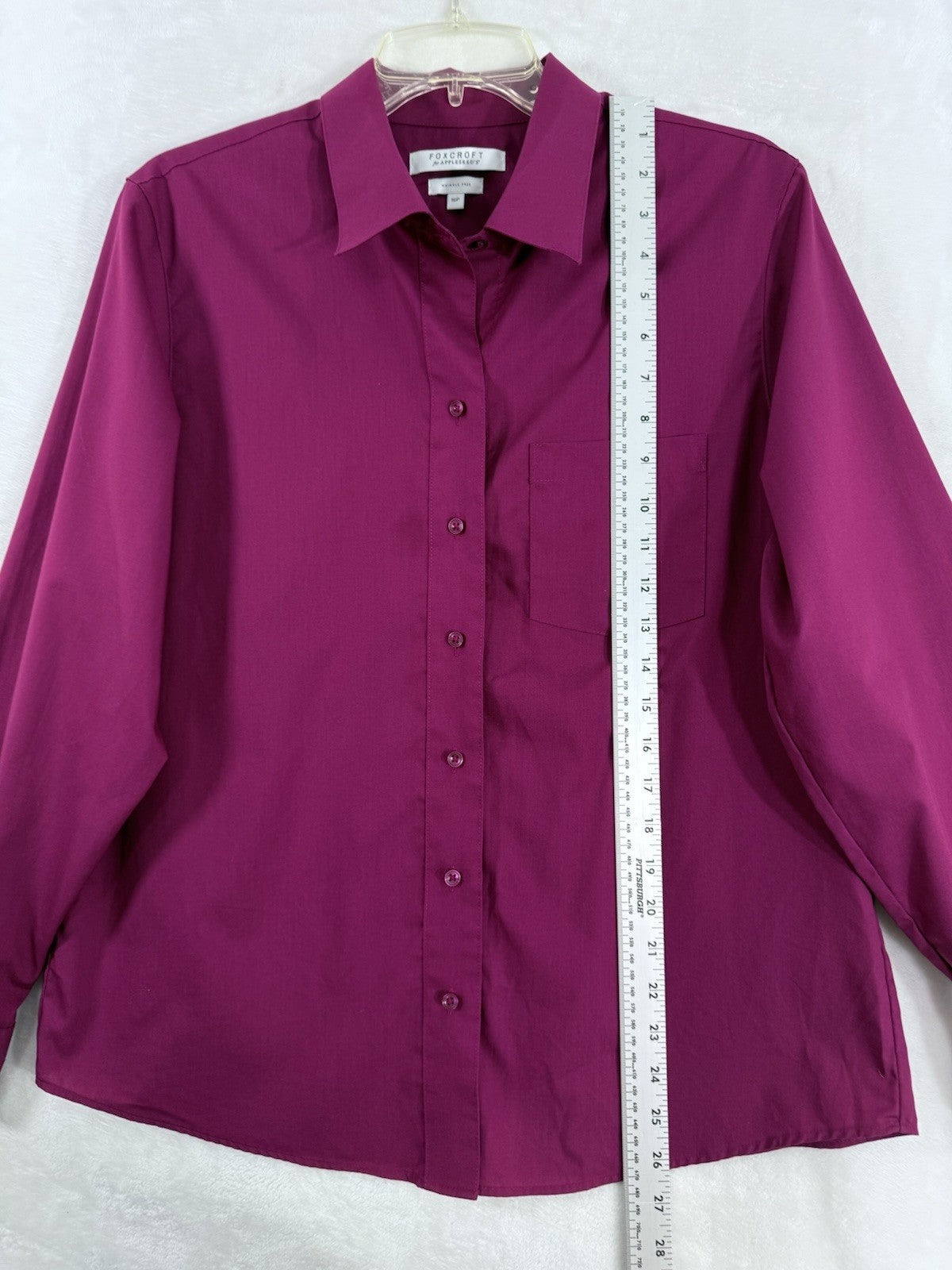 Foxcroft Button Down Shirt Womens 16 Petite Top Pink Long Sleeve Appleseeds