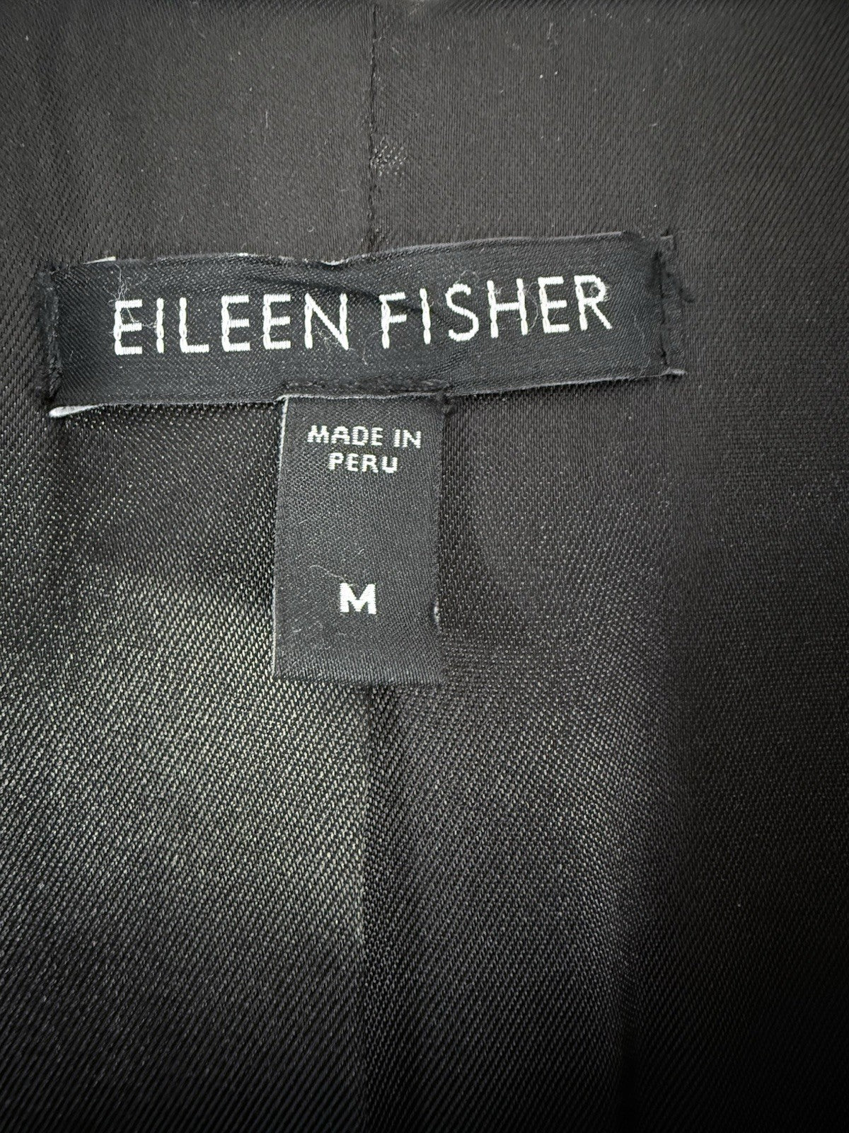 Eileen Fisher Medium Black Suri Alpaca High Collar Longline Long Coat Jacket