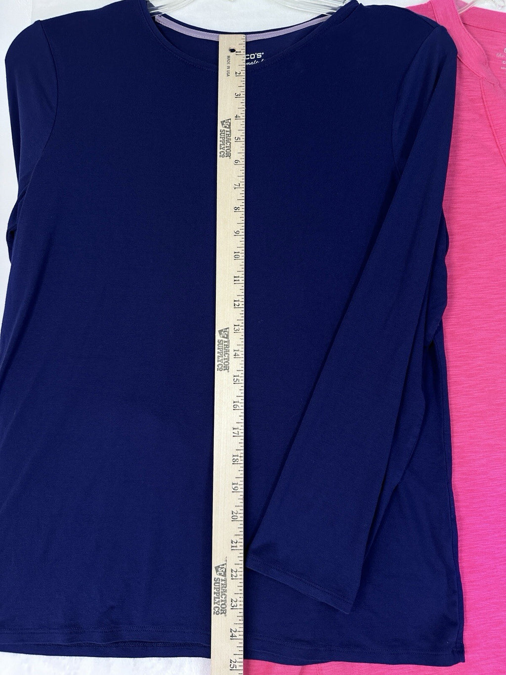 Chicos Size 2 Tops Lot Large Long Sleeve Ultimate Tee 3/4 Tunic Blue Pink Women