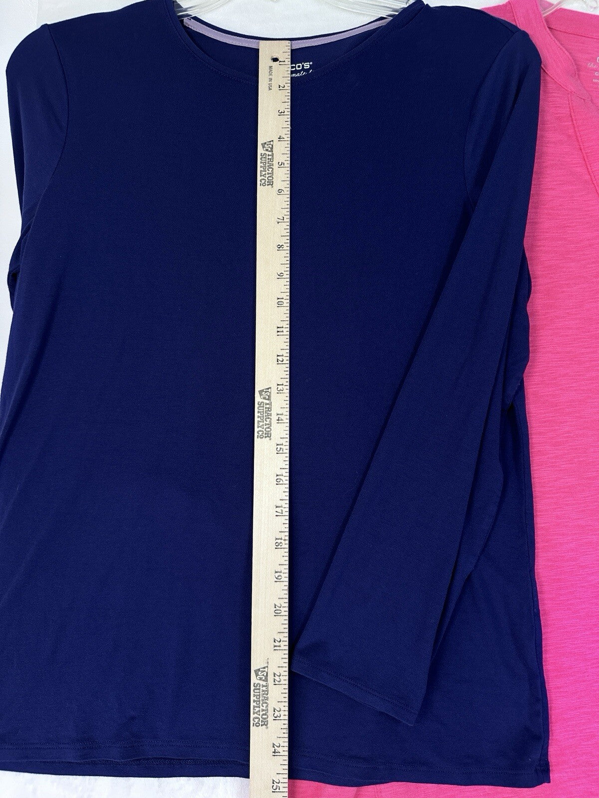 Chicos Size 2 Tops Lot Large Long Sleeve Ultimate Tee 3/4 Tunic Blue Pink Women