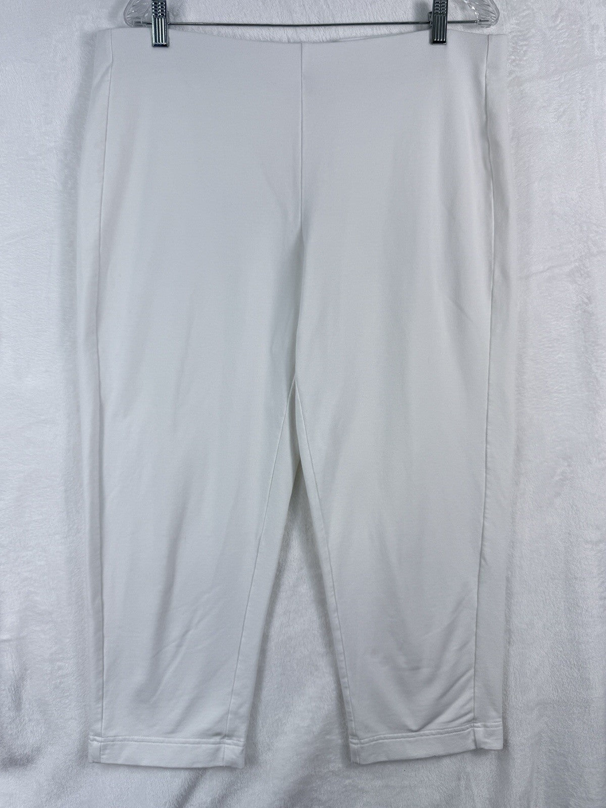 J Jill Pure Jill Large Cropped Pants White Slim Leg Knit Pull On Pima Womens