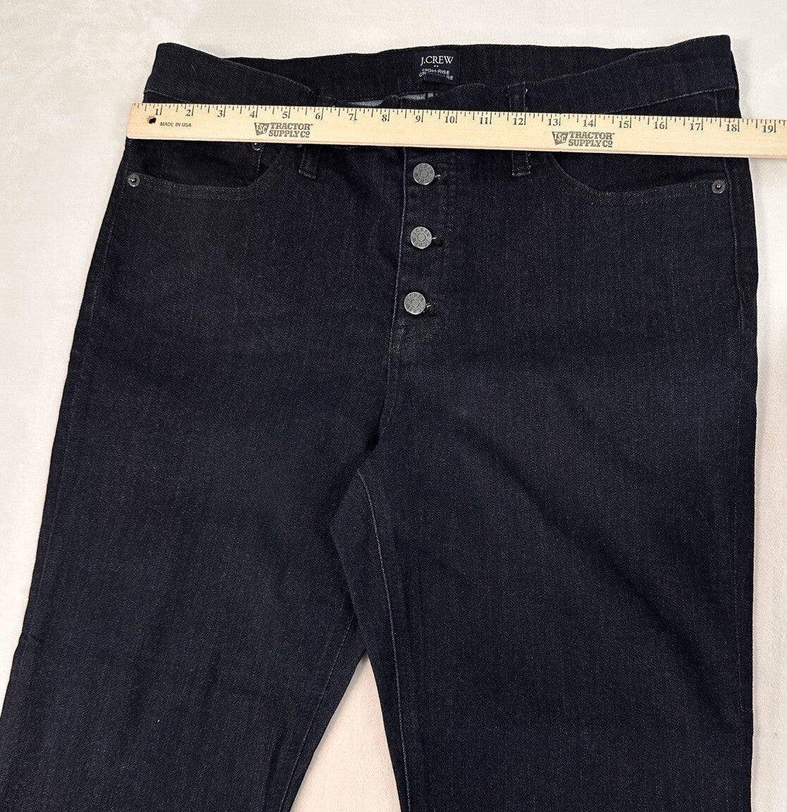 J Crew High Rise Jeans 32 Crop Flare Button Fly Dark Blue  Womens