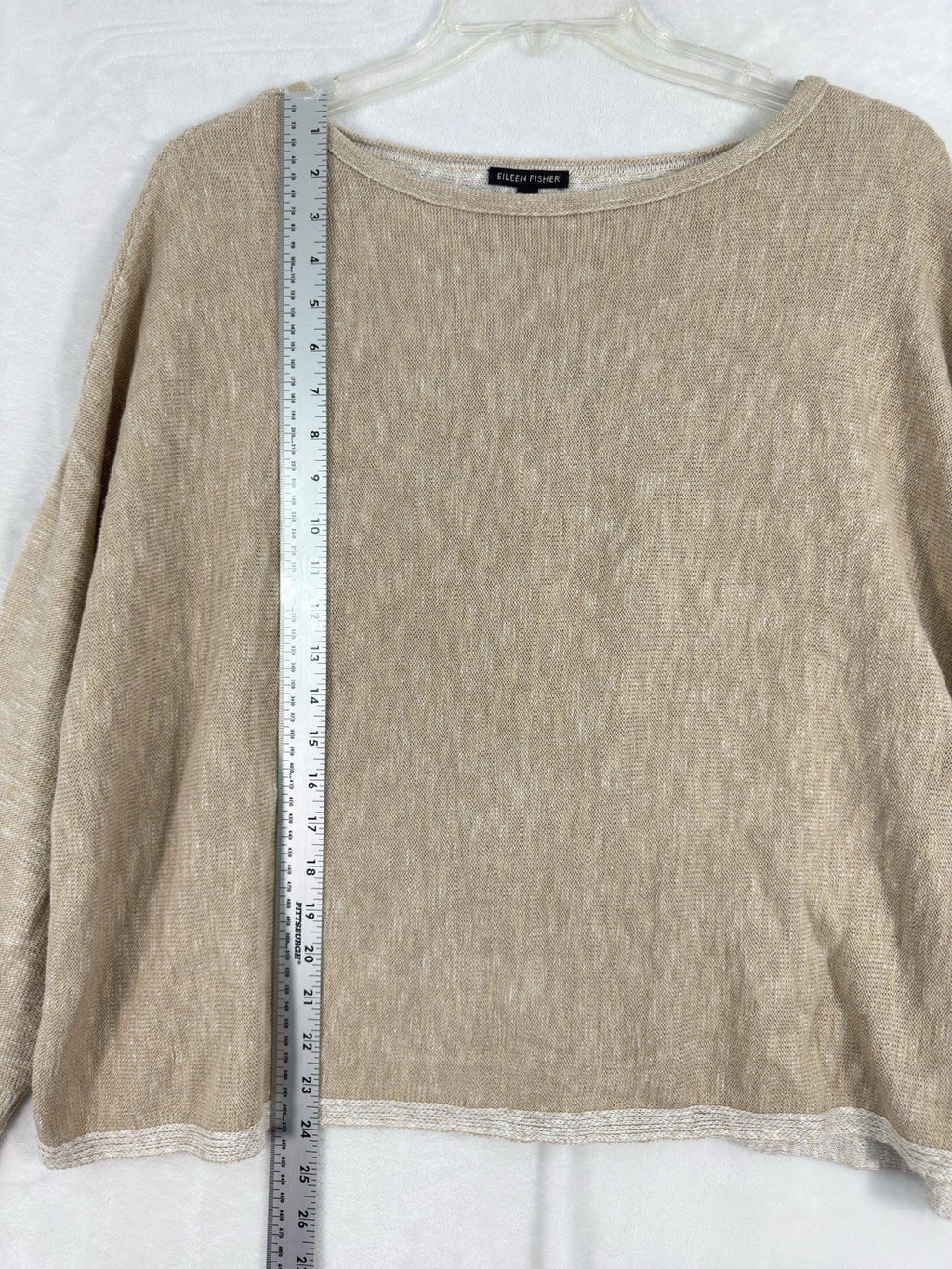 Eileen Fisher Large Sweater Organic Linen Cotton Long Sleeve Beige Womens