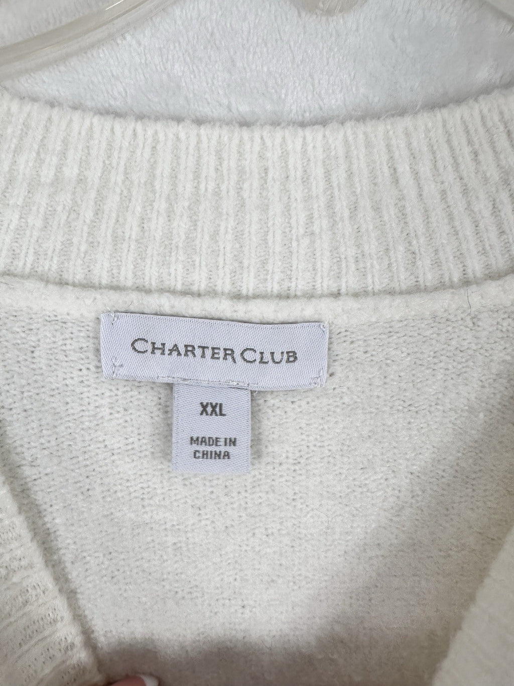 Charter Club XXL Sweater Women White Embellished Pearls Mock Neck