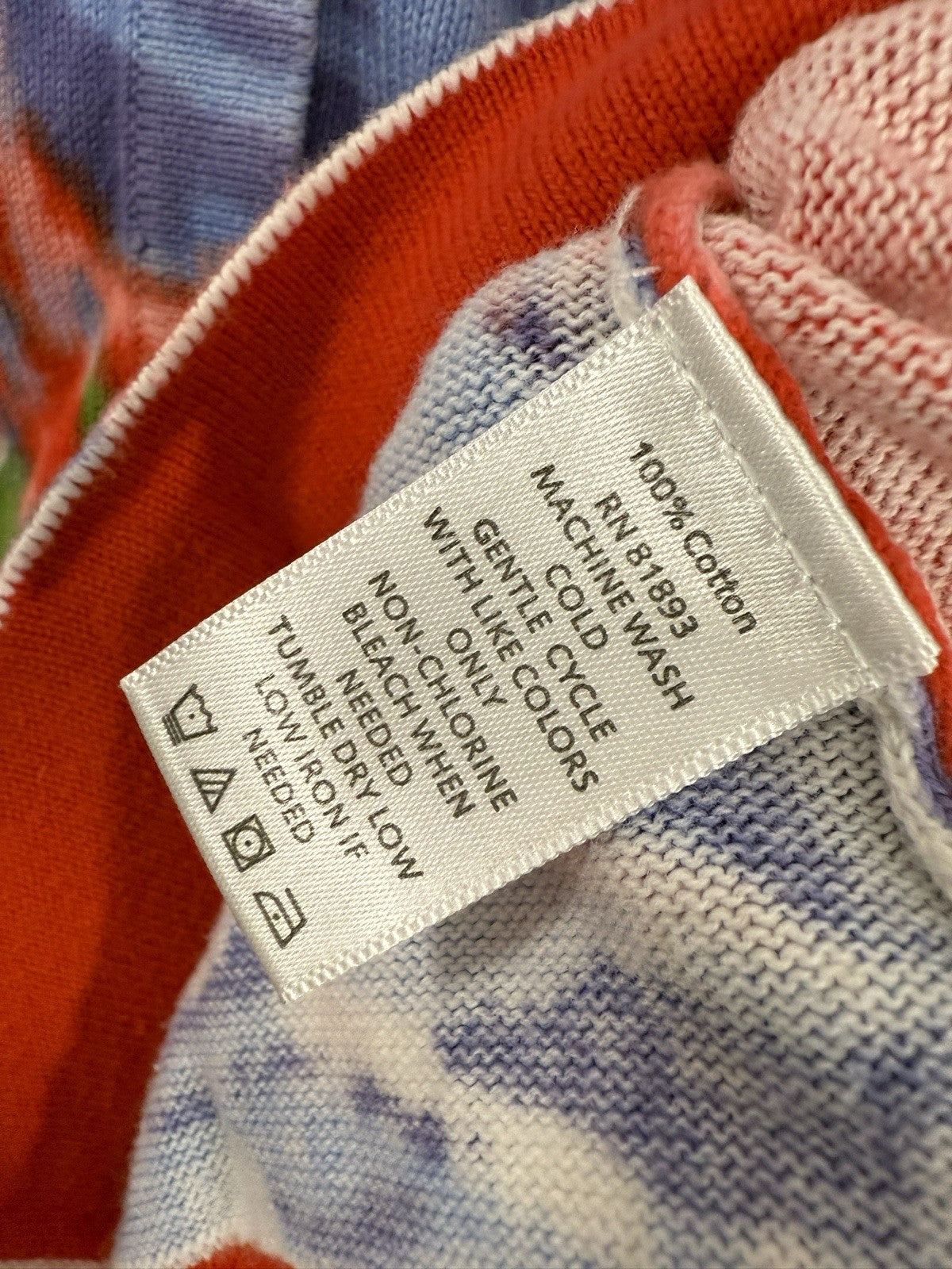 Isaac Mizrahi Cardigan Sweater Large Peony Floral Print Blue Red Top 3/4 Sleeve