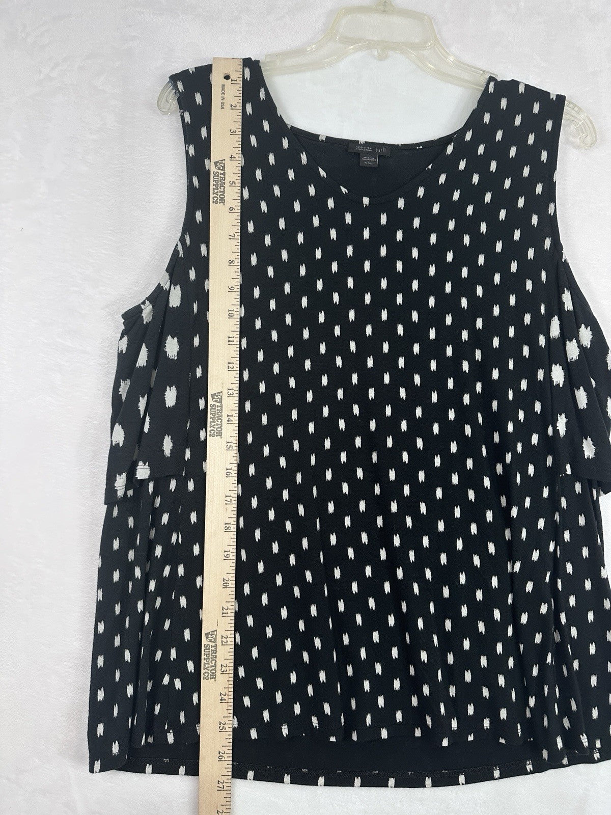J Jill Wearever Top Large Petite Sleeveless Black White Print Layered Womens LP