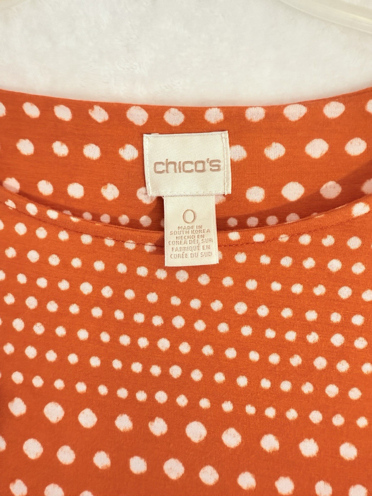 Chicos Tops Size 0 Short Sleeve Small Orange Knit Modal Knit Womens