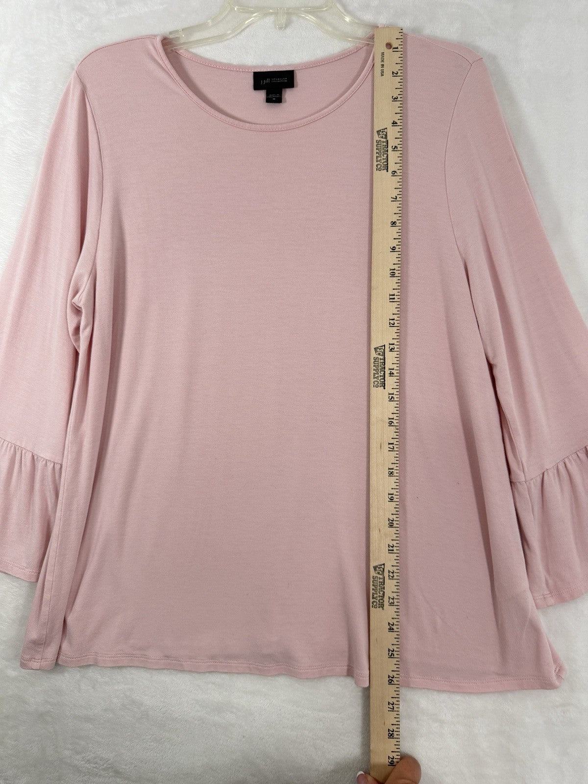 J Jill Wearever Top Medium Pink Jersey Knit Bell Sleeves Rayon Spandex Womens