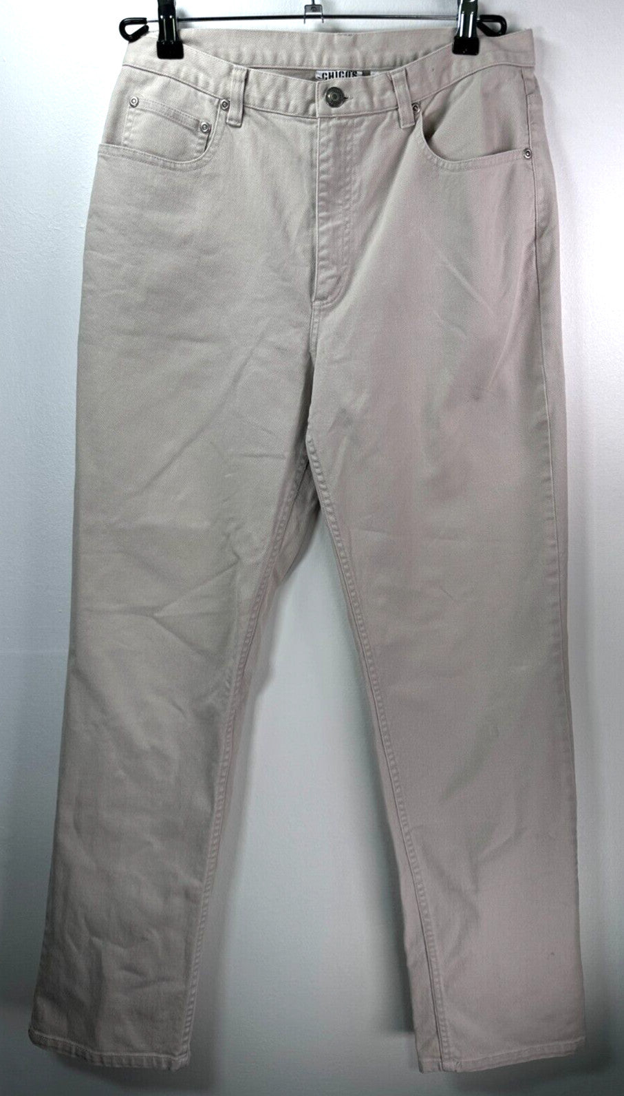 Chicos Denim Size 1 Tan High Rise Straight Leg Denim Cotton Stretch