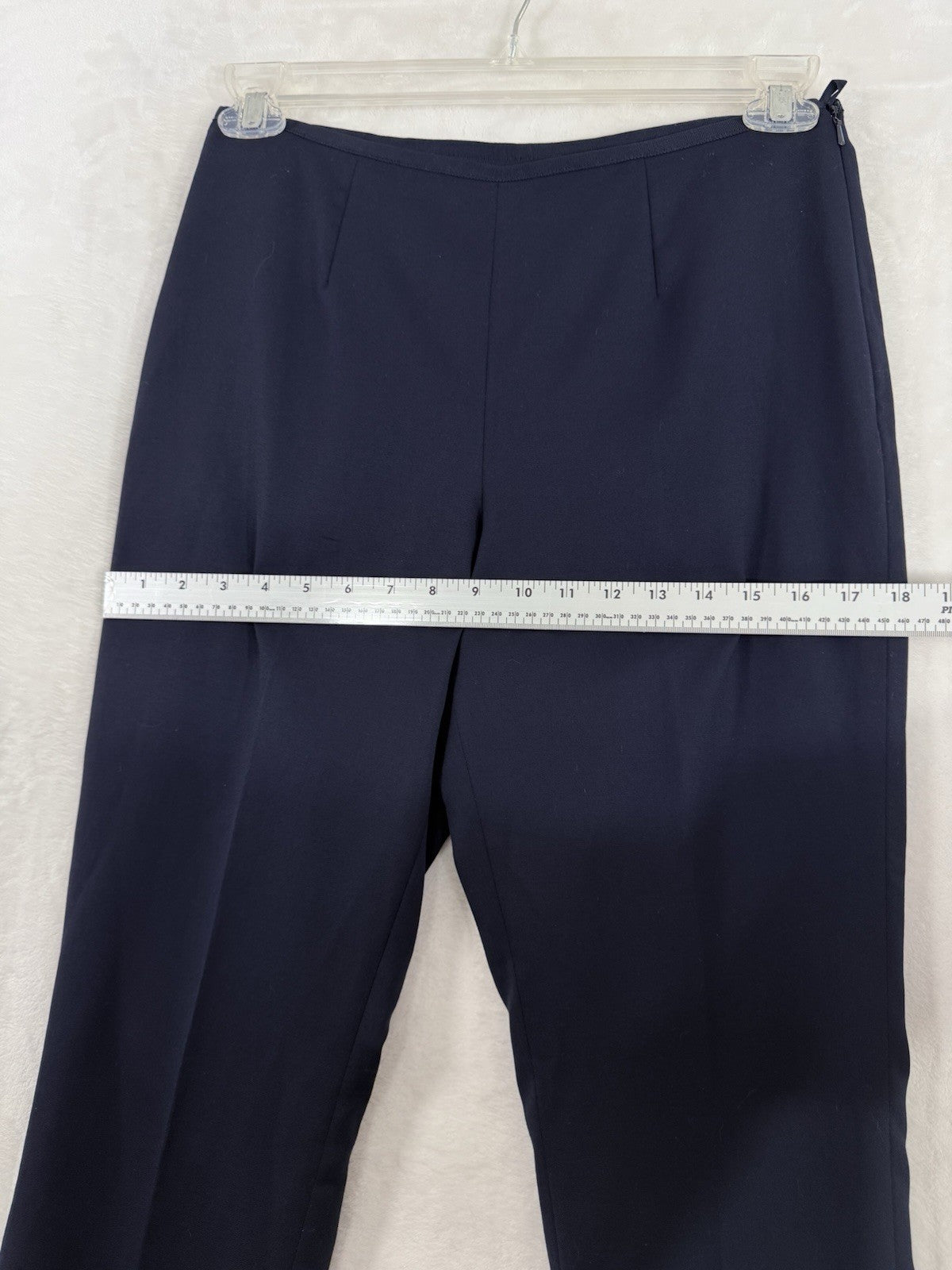 Brooks Brothers Caroline Fit Pants Size 4 Navy Blue 100% Wool Side Zip Womens