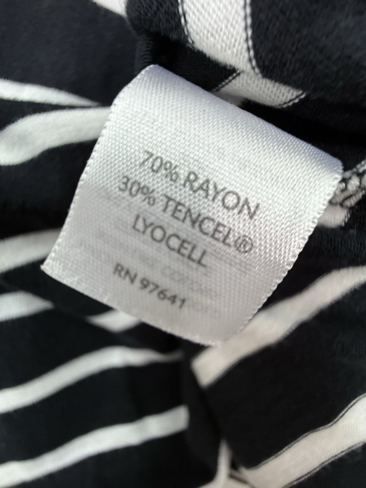J Jill 3/4 Sleeve Striped Tee Large Black White Top Womens