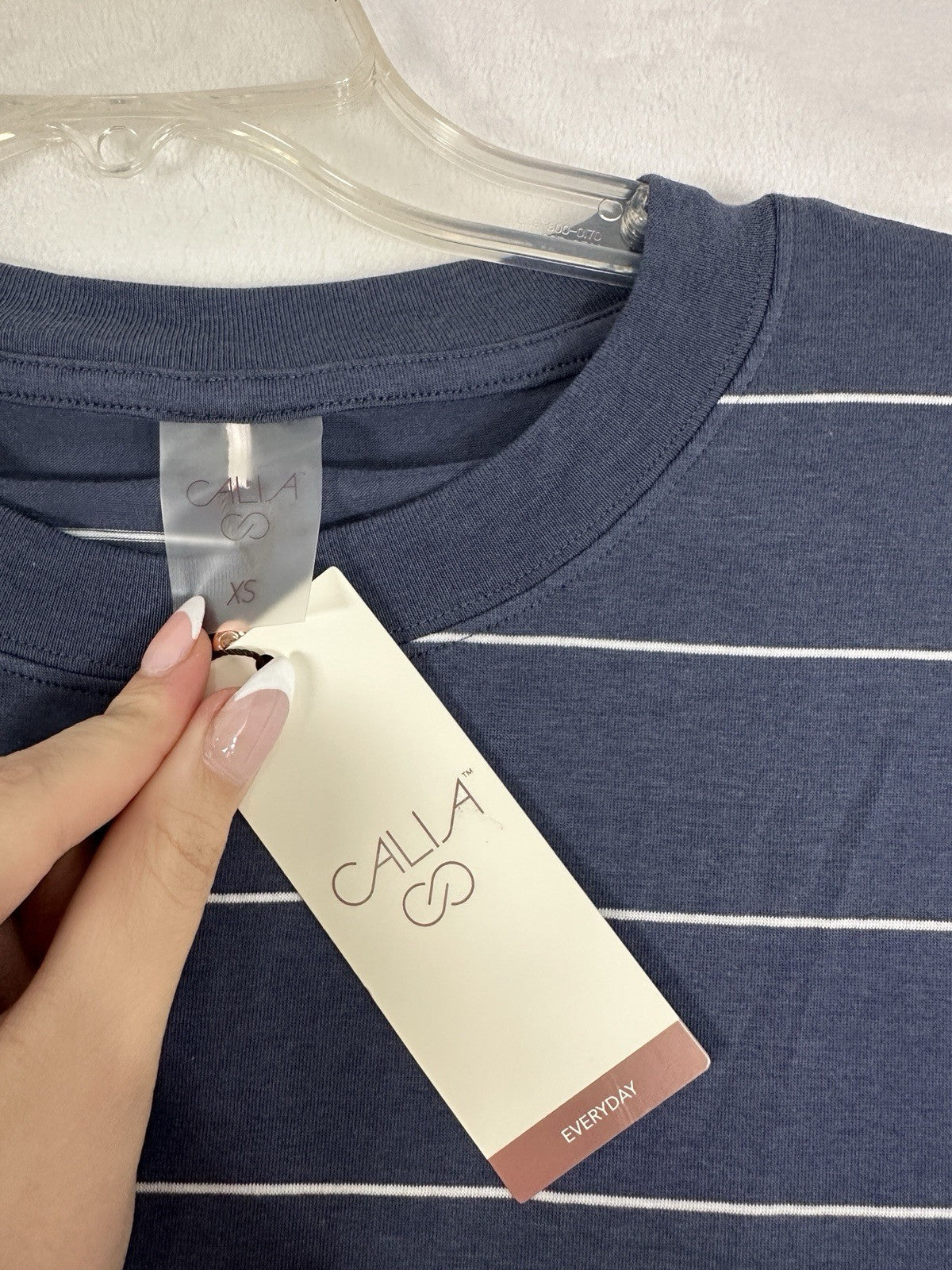 CALIA Carrie Underwood XS Everyday Relaxed Tee XS Blue Striped Short Sleeve Top