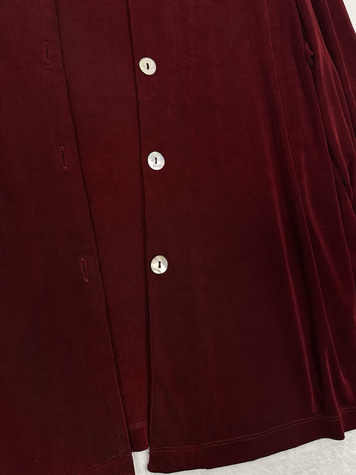 Citiknits 1X Cardigan Mother Pearl Buttons Burgundy Red Womens Plus Size Slinky