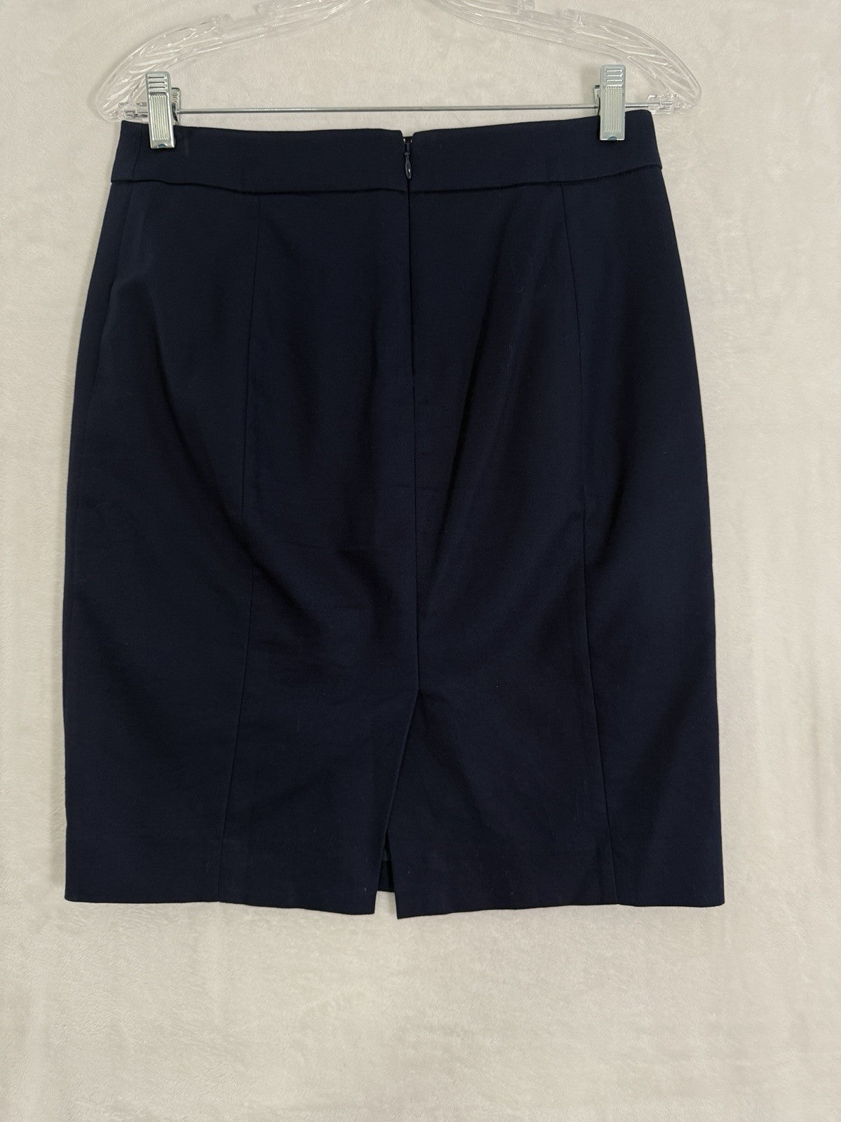 J Crew Pencil Skirt Size 0 Navy Blue 100% Cotton Knee Length Womens Preppy