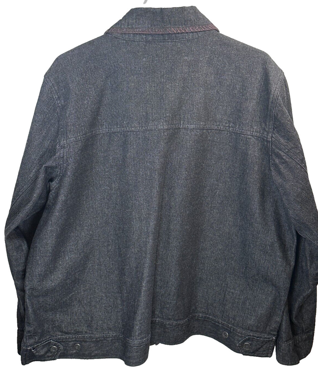 Denim & Co. Women's 1x Dark Jean Jacket Embroidered Trim Collar Plus Size EXC