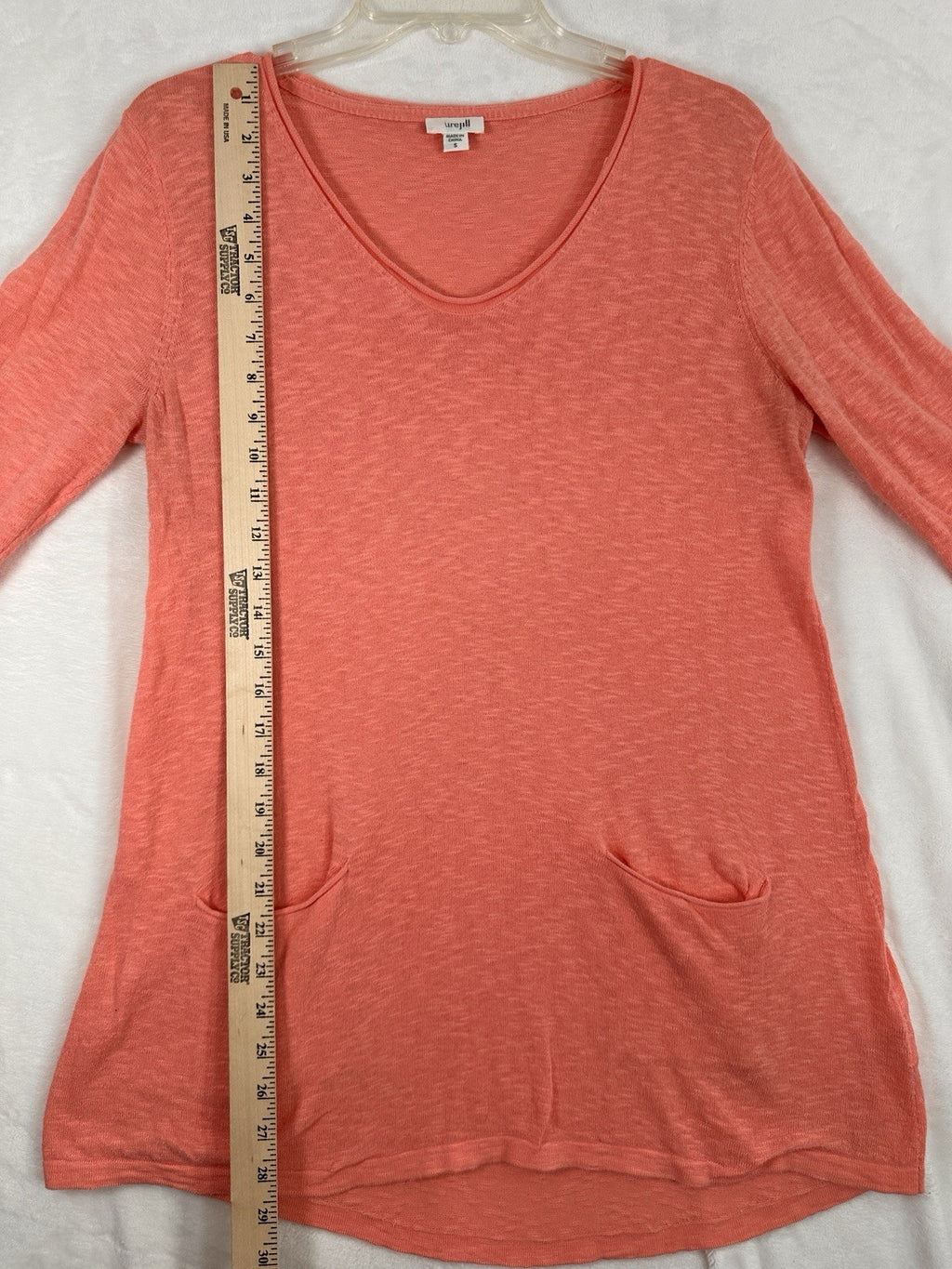 J Jill Linen Blend V Neck Top Small Long Sleeve Pink Womens Tops Top 2 Pockets