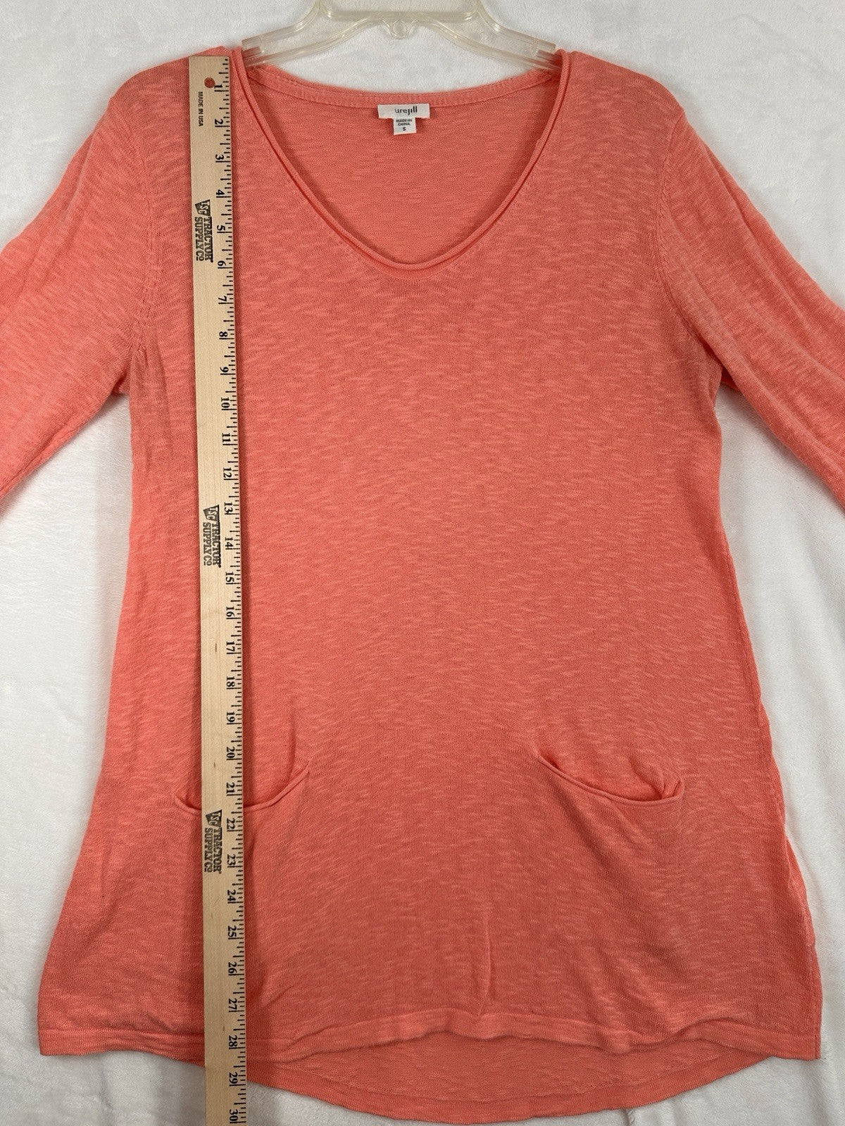 J Jill Linen Blend V Neck Top Small Long Sleeve Pink Womens Tops Top 2 Pockets