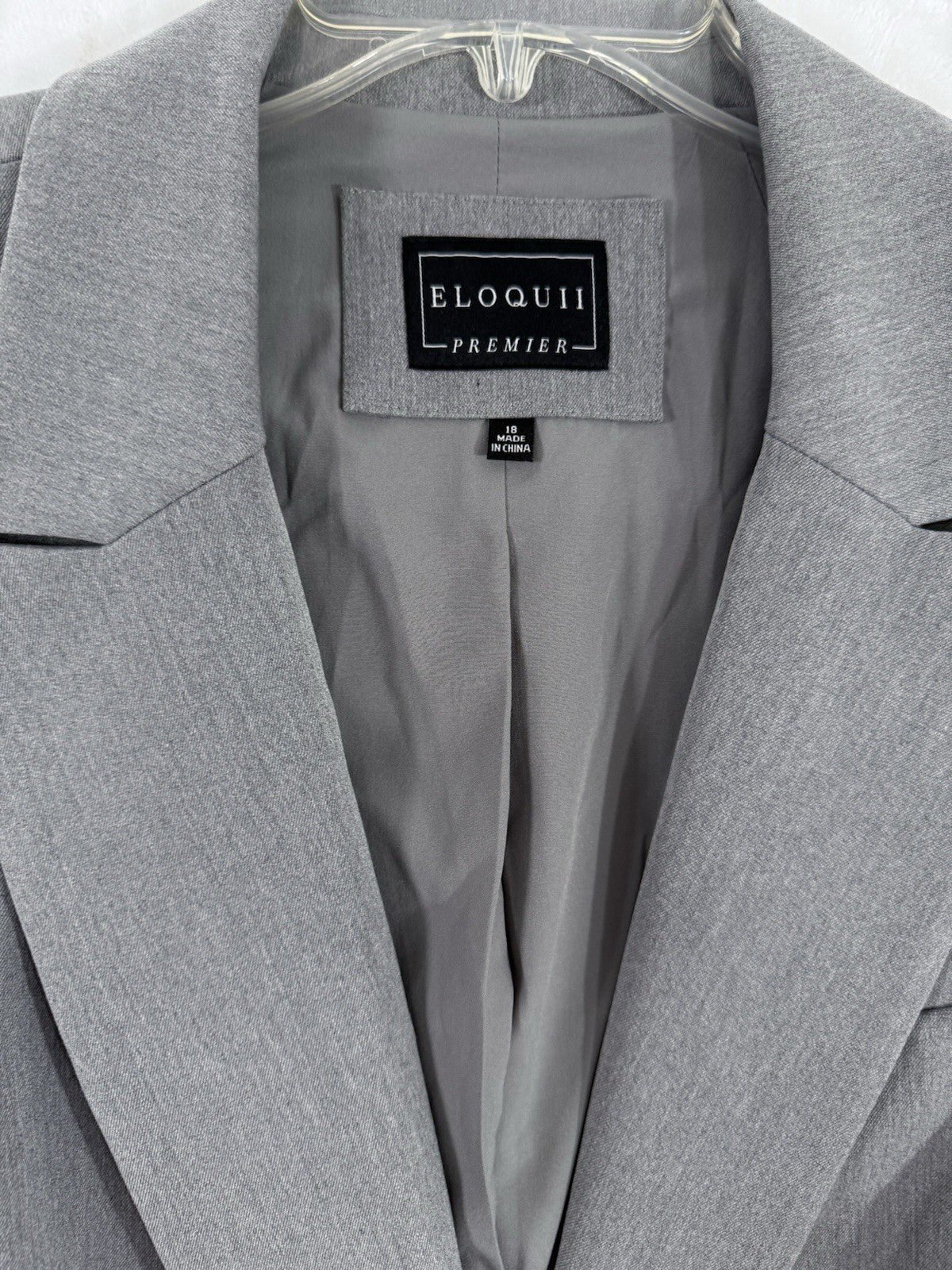 Eloquii 18 Premier Jacket Gray Blazer 1 Button Plus Size Womens