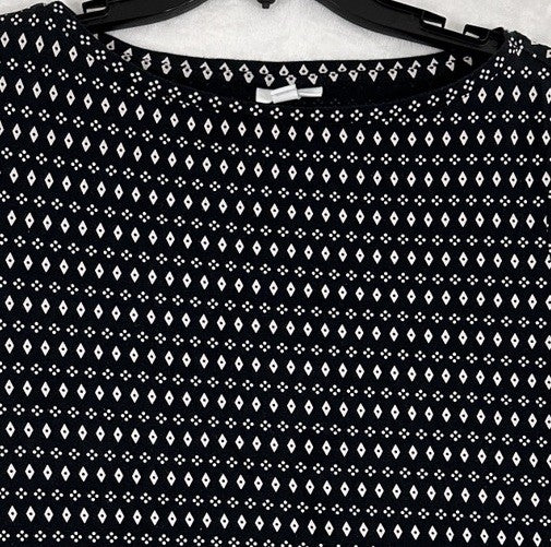 J Jill Top Medium Short Sleeve Black White Print Knit Womens Pima Cotton Stretch