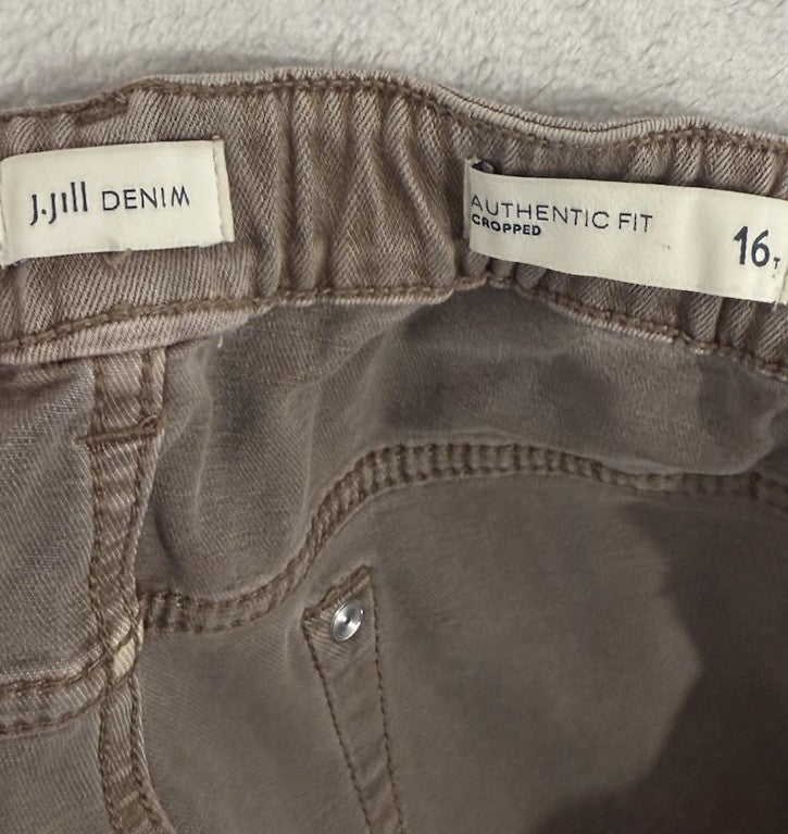 J Jill Denim Fringe Hem Cropped Jeans 16T 16 Tall Womens Brown
