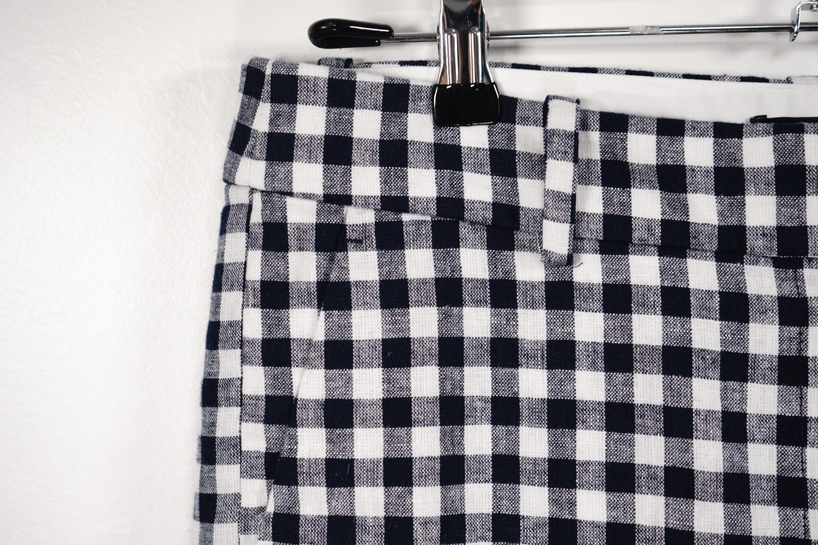 J Crew Gingham Check Linen Cotton Holland Cropped Capri Pants Women's Size 8