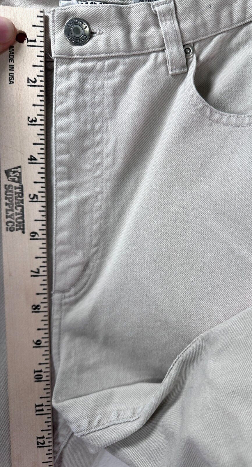 Chicos Denim Size 1 Tan High Rise Straight Leg Denim Cotton Stretch