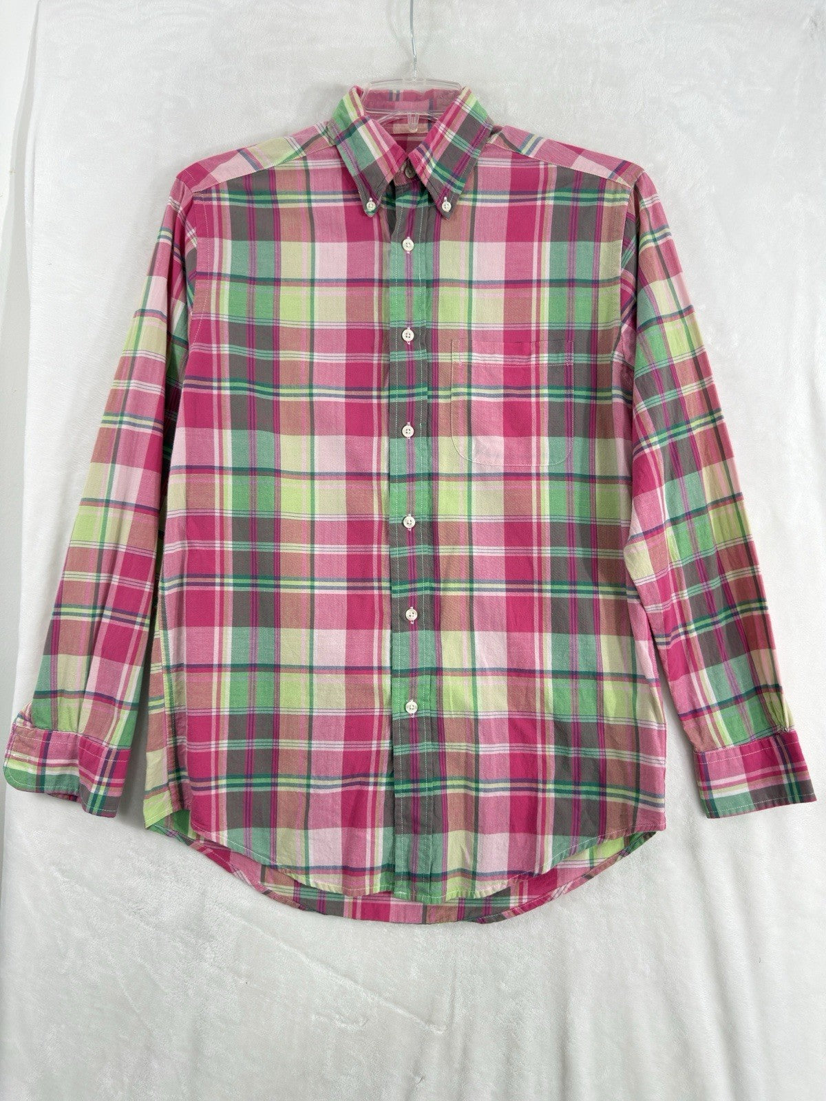 Brooks Brothers Original Polo Button Down Shirt Mens Small Plaid Long Sleeve