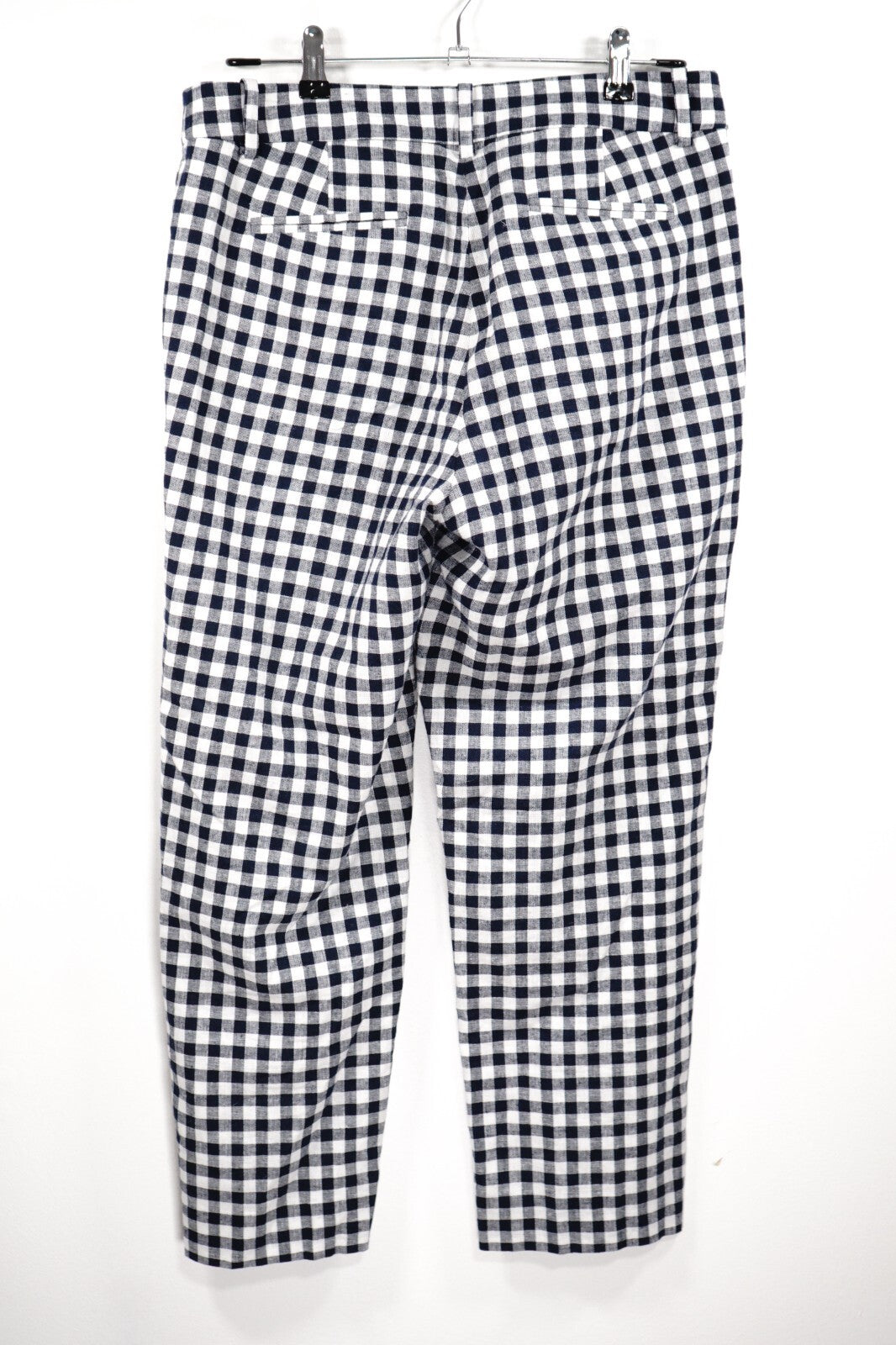J Crew Gingham Check Linen Cotton Holland Cropped Capri Pants Women's Size 8