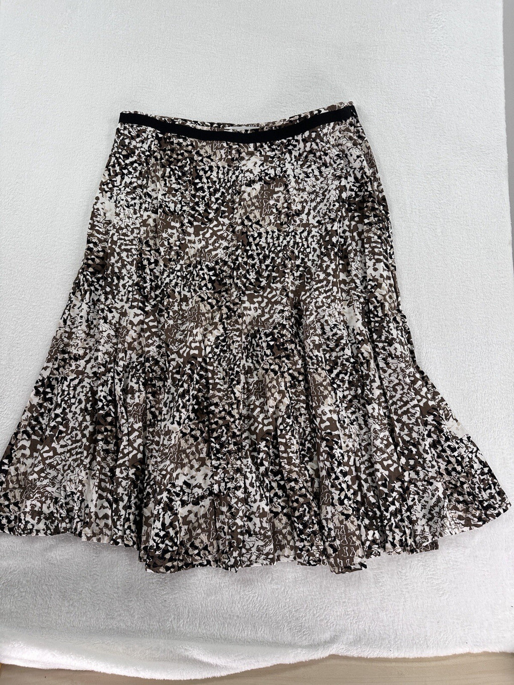 Christopher Banks Skirt 6P Petite Knee Length Black Brown Print Summer Rayon