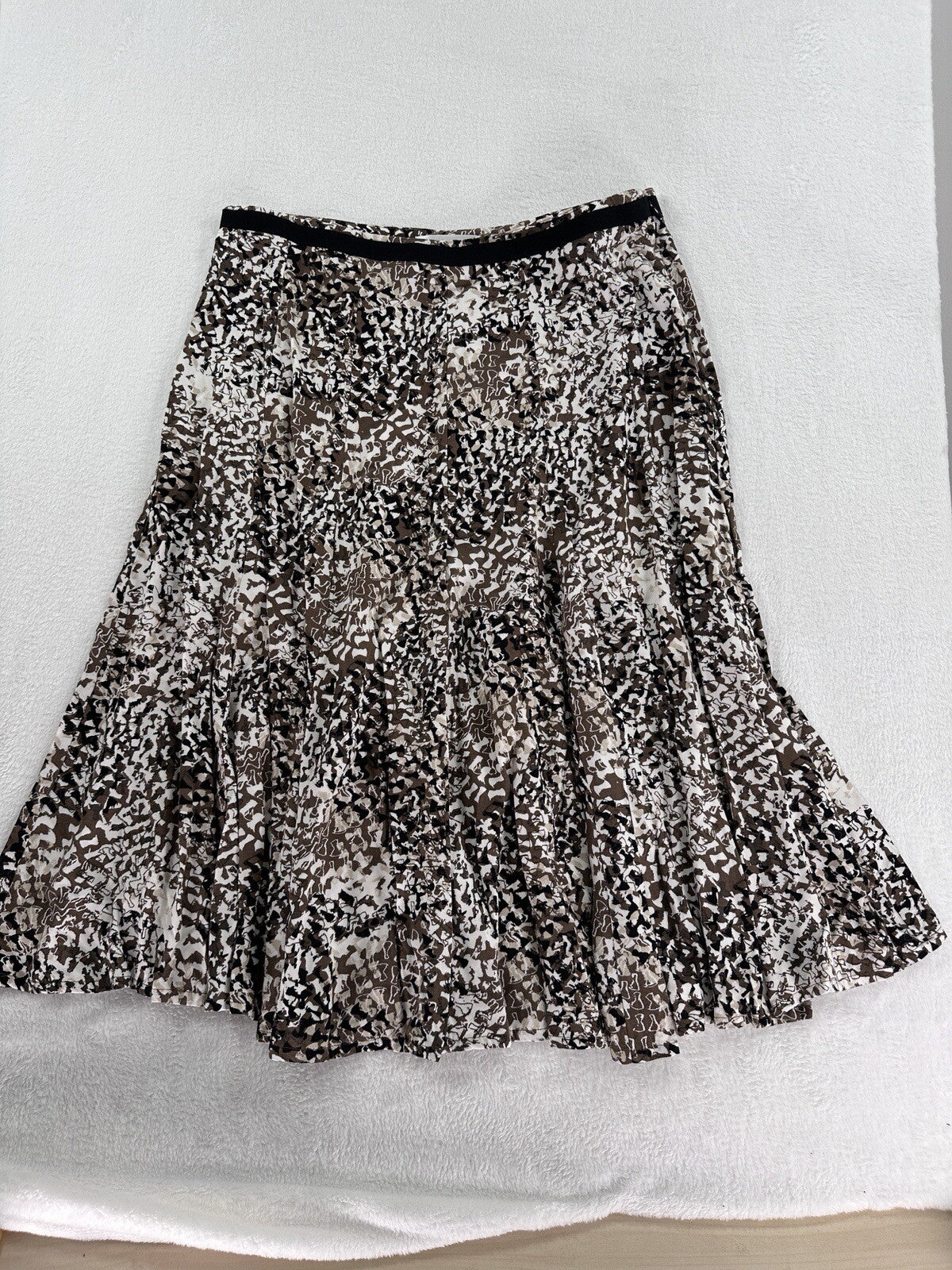 Christopher Banks Skirt 6P Petite Knee Length Black Brown Print Summer Rayon