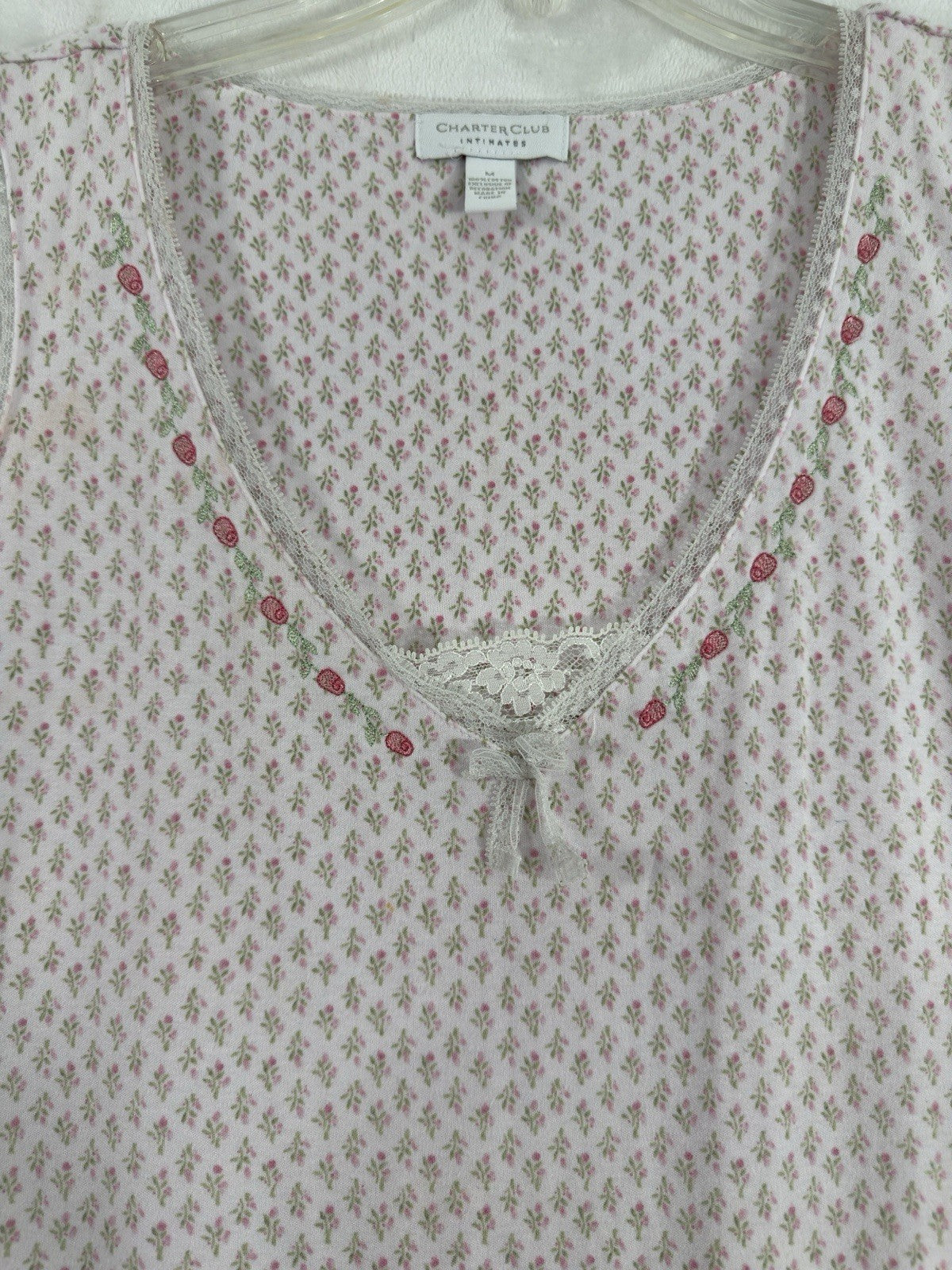 Charter Club Intimates Nightgown Medium Sleeveless Pink Floral 100% Cotton Women