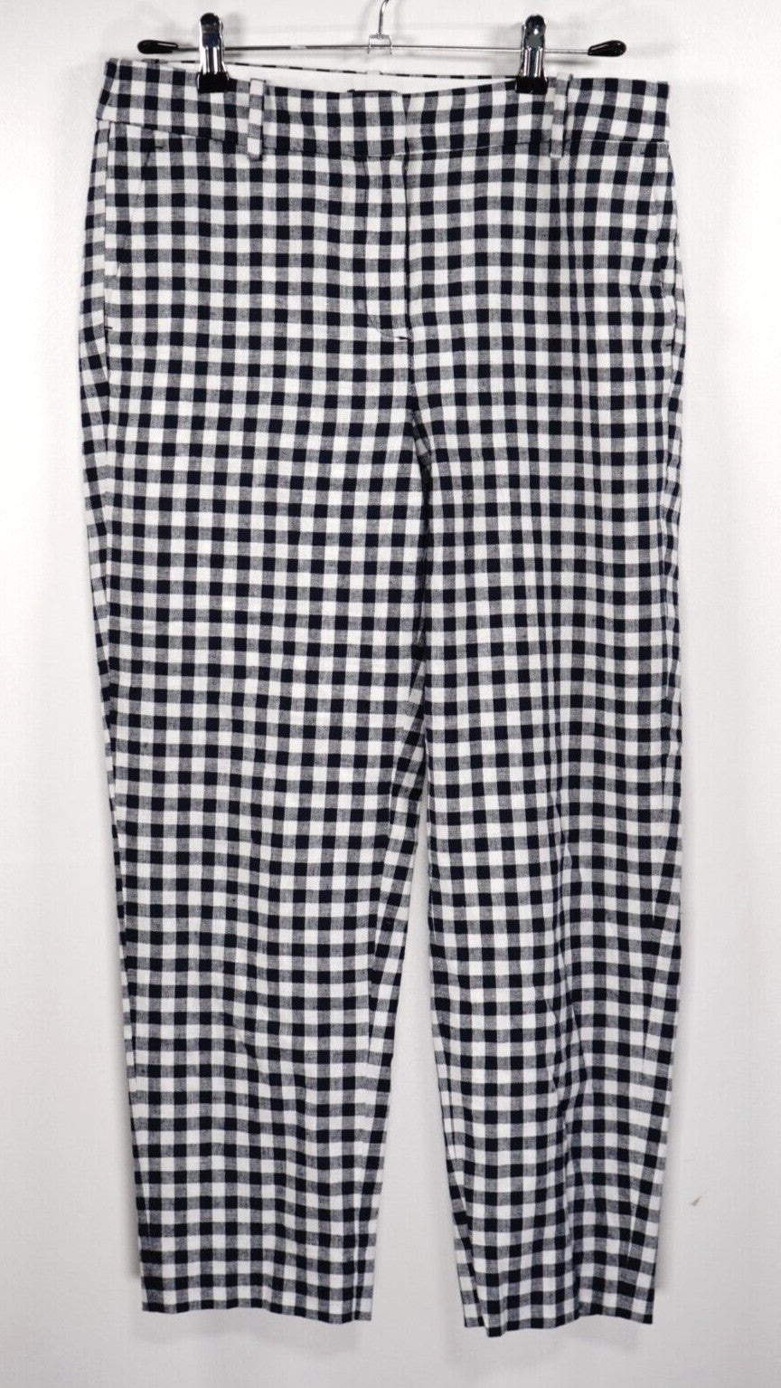 J Crew Gingham Check Linen Cotton Holland Cropped Capri Pants Women's Size 8