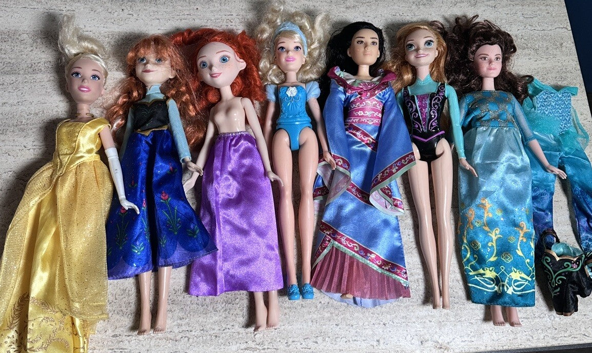 Disney Princess Dolls Set Lot Fashion Frozen Cinderella Mulan Brave