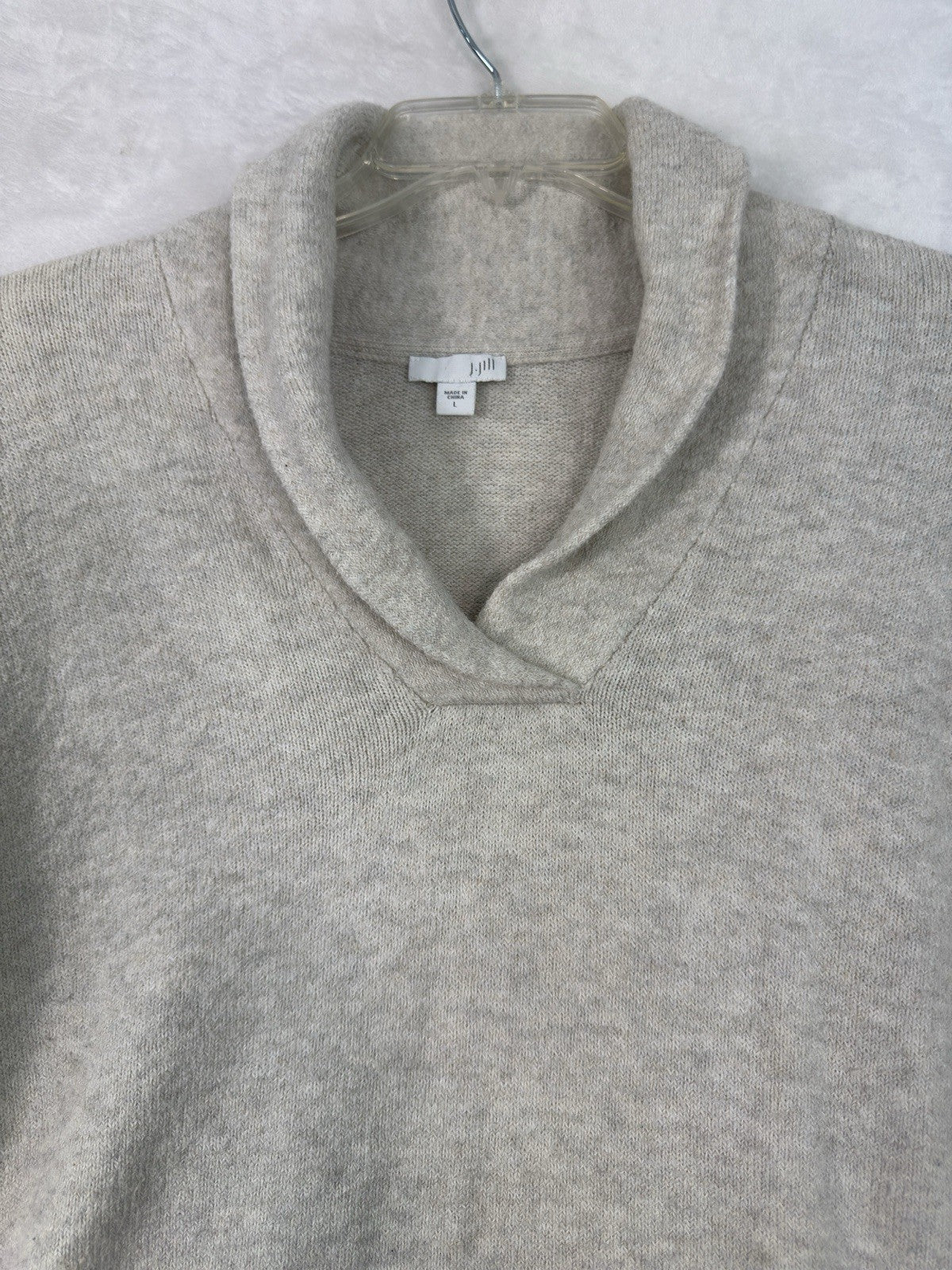 J Jill Sweater Large Beige Shawl V Neck Long Sleeve Tops Womens