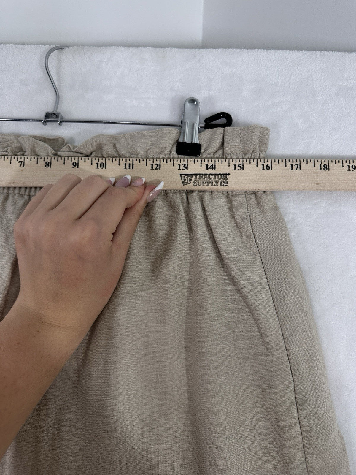 J Crew Linen Blend Skirt 12 Short Tan Beige Lined Paperbag Pull On Womens