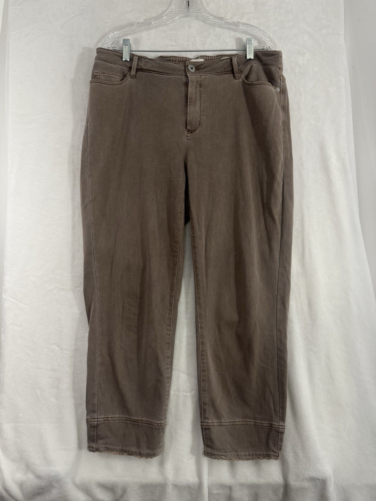 J Jill Denim Fringe Hem Cropped Jeans 16T 16 Tall Womens Brown