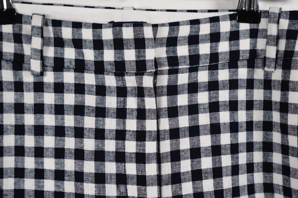J Crew Gingham Check Linen Cotton Holland Cropped Capri Pants Women's Size 8