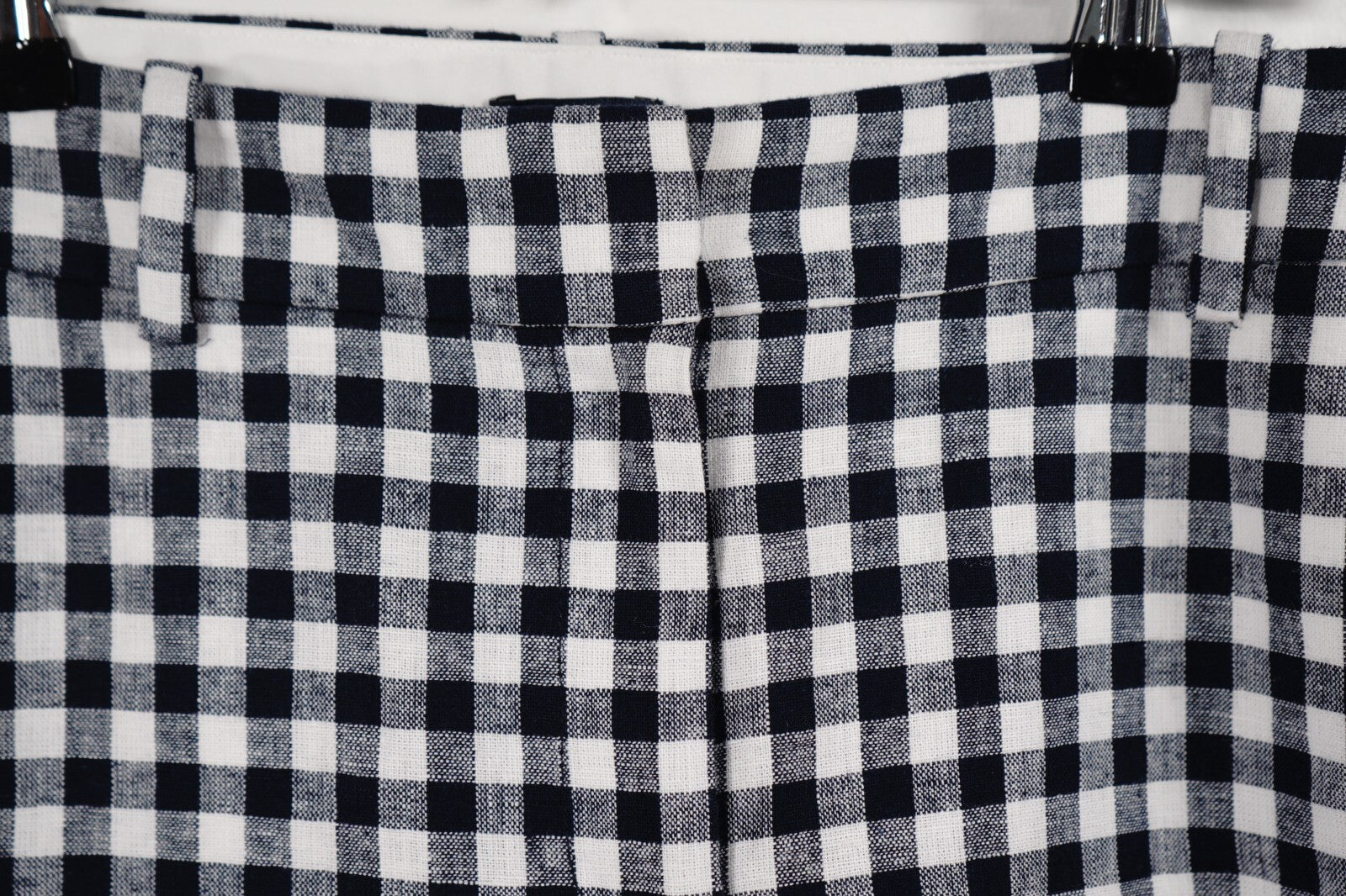J Crew Gingham Check Linen Cotton Holland Cropped Capri Pants Women's Size 8