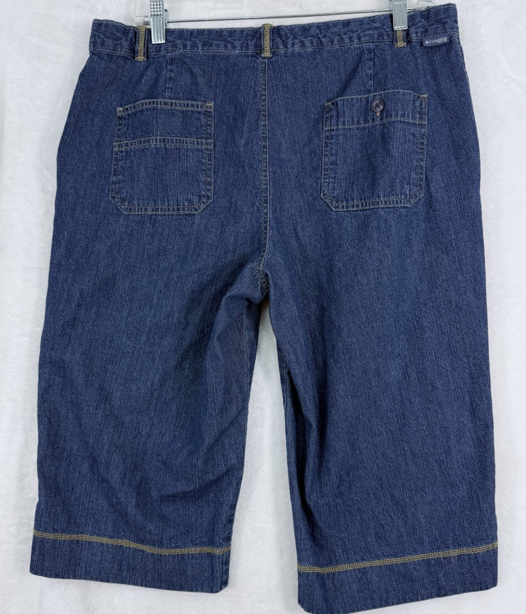 Columbia XCO Jean Shorts Women 14 Blue Denim Skimmer 16” Inseam