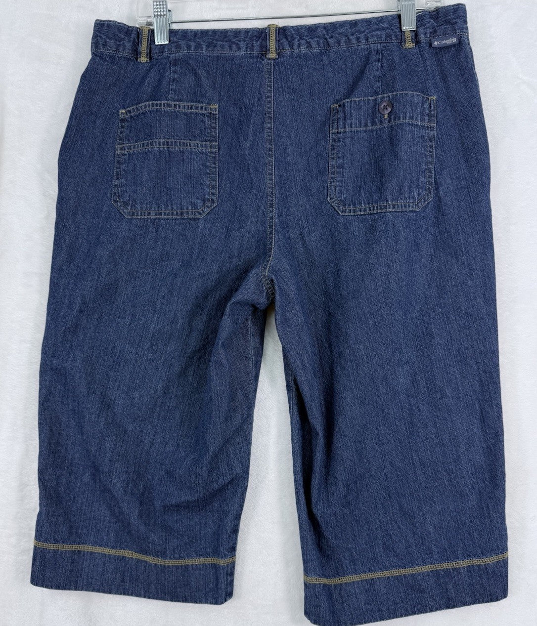 Columbia XCO Jean Shorts Women 14 Blue Denim Skimmer 16” Inseam