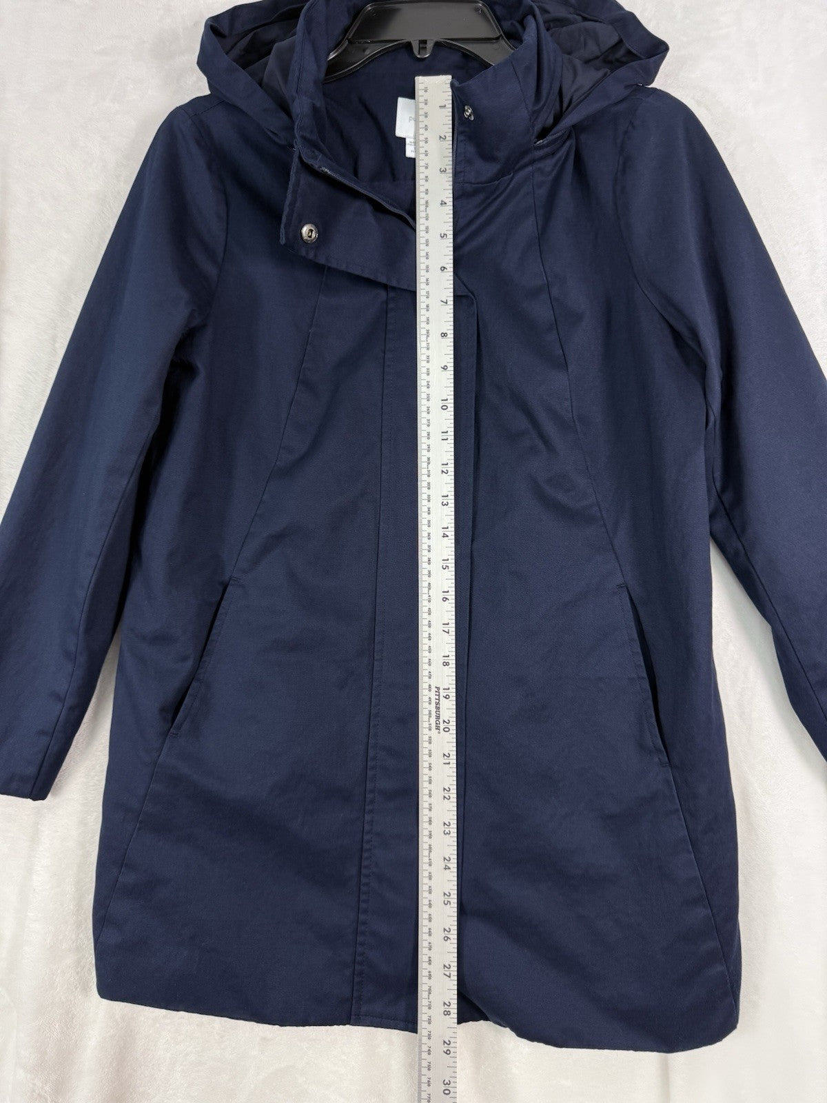 J Jill Jacket XS Petite Pure Jill Navy Blue Coat Hooded Full Zip Womens XSP