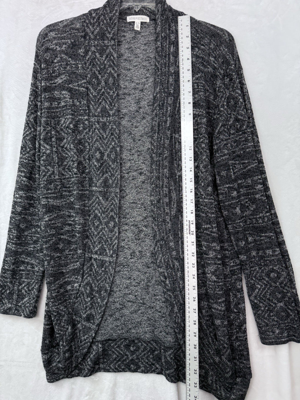 Aeropostale Cardigan Sweater XXL Black Gray Aztec Tribal Print Boho Womens