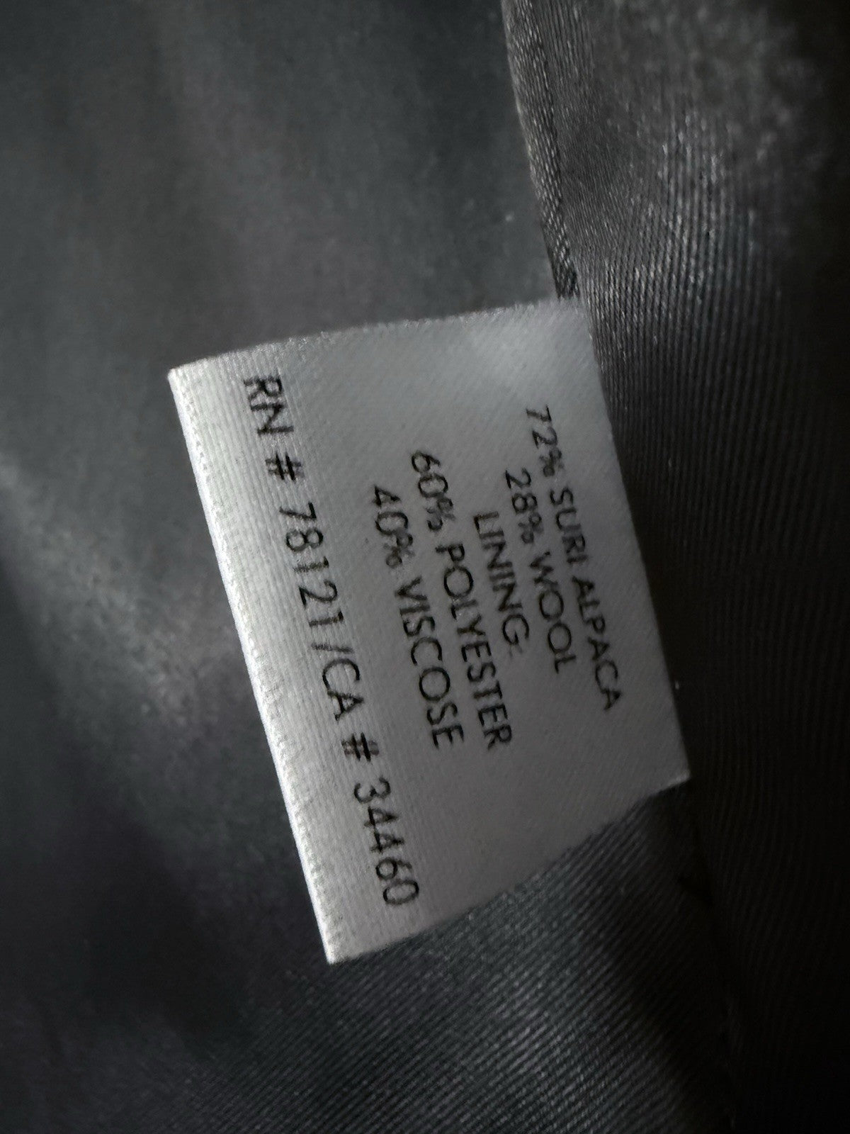 Eileen Fisher Medium Black Suri Alpaca High Collar Longline Long Coat Jacket