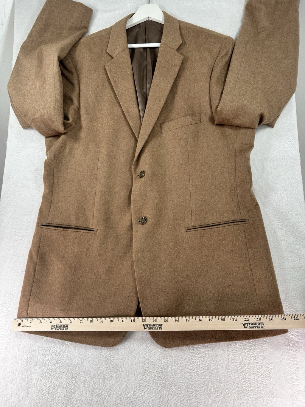 Adolfo 100% Camel Hair Blazer 46L Long Mens Suit Jacket Single Breasted 2 Button