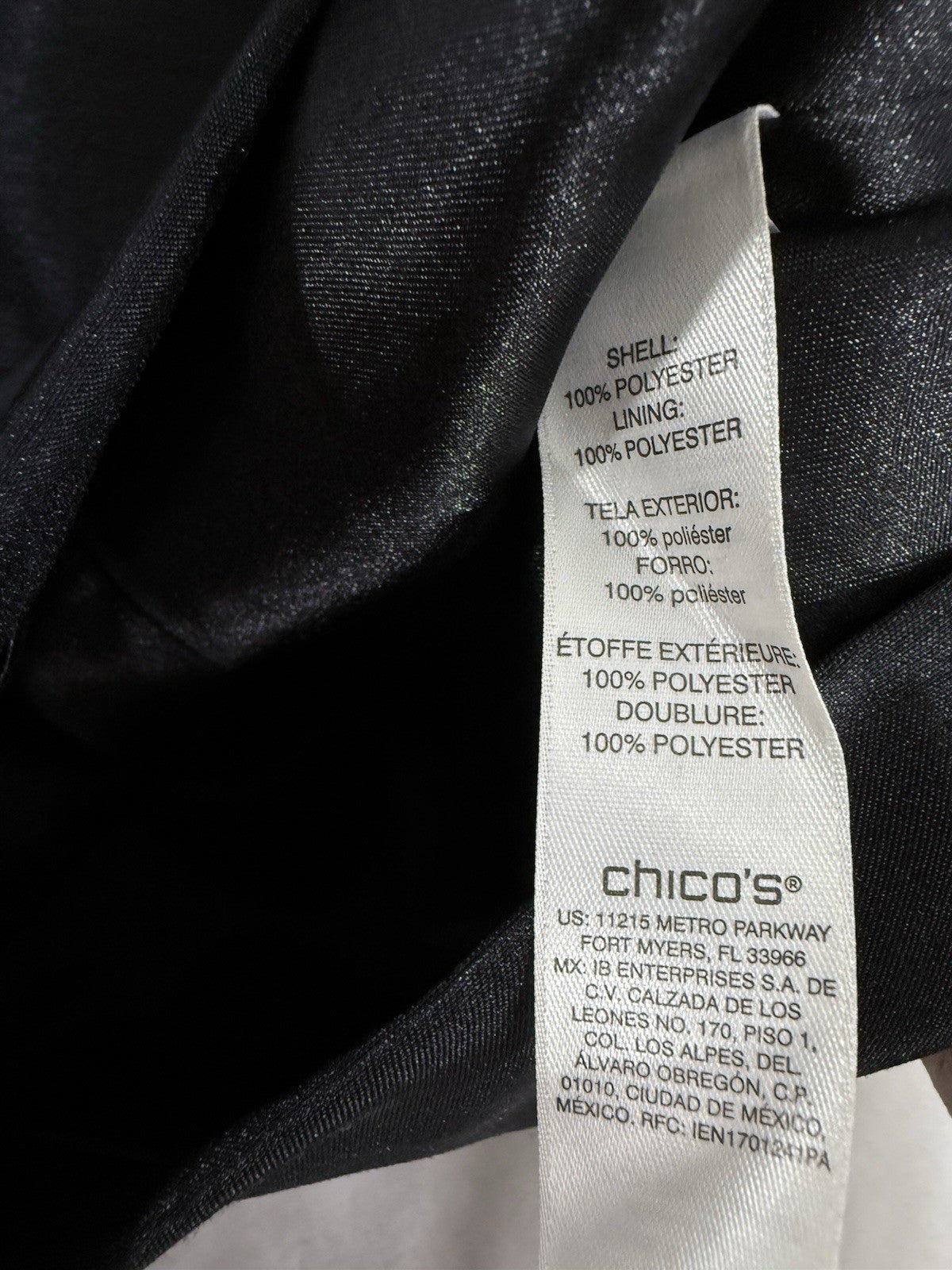 Chicos Size 3 Jacket XL Black Lightweight Blazer Long Sleeve Womens