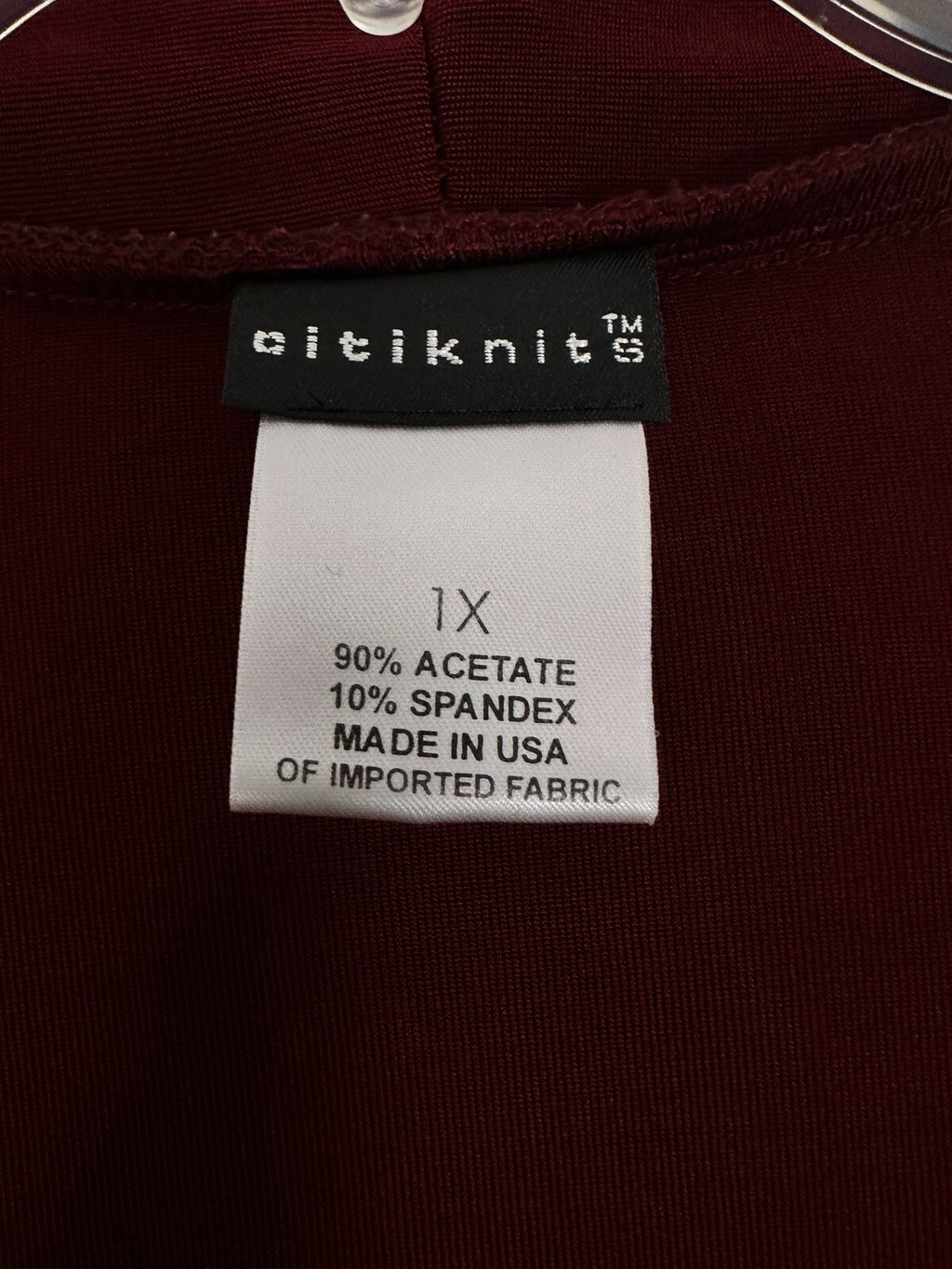 Citiknits 1X Cardigan Mother Pearl Buttons Burgundy Red Womens Plus Size Slinky