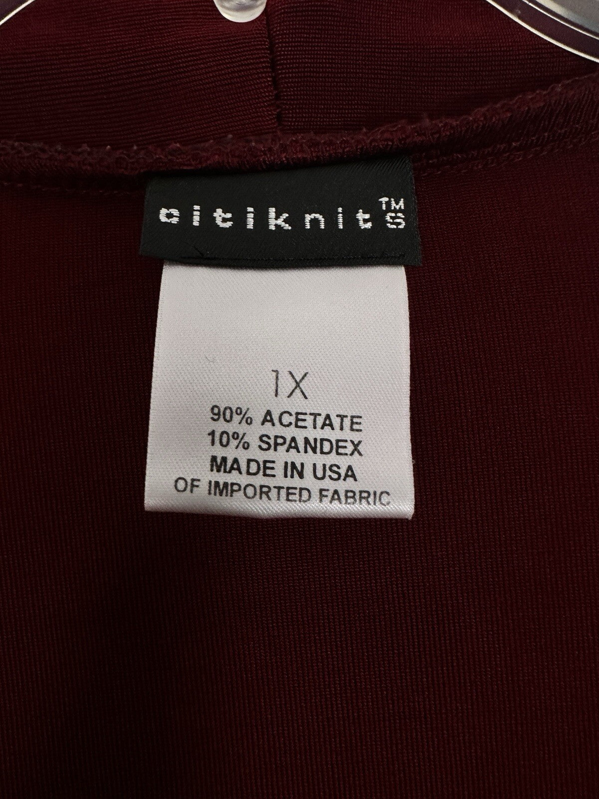 Citiknits 1X Cardigan Mother Pearl Buttons Burgundy Red Womens Plus Size Slinky