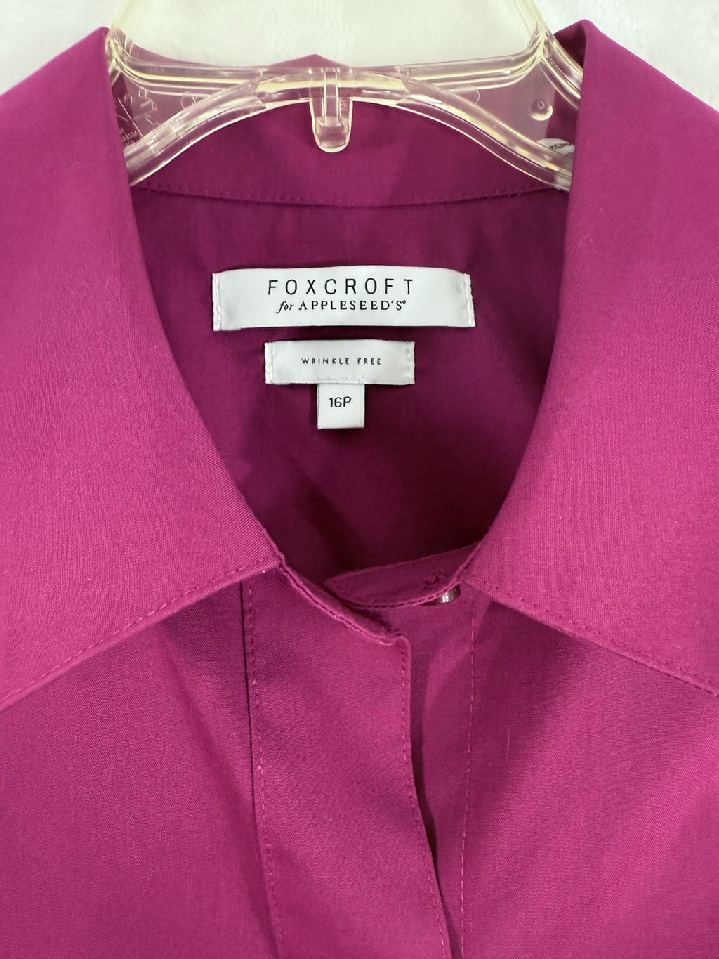 Foxcroft Button Down Shirt Womens 16 Petite Top Pink Long Sleeve Appleseeds